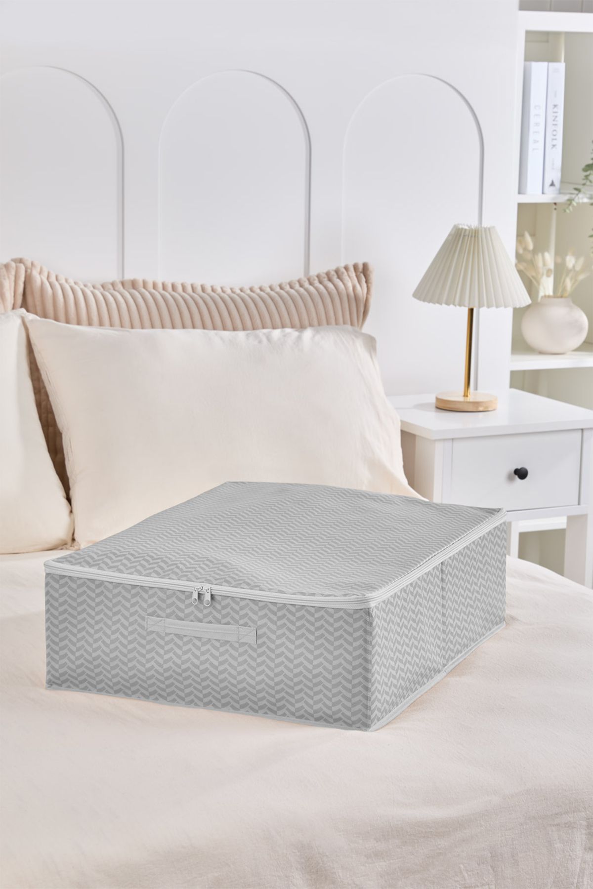 Serstil-Medium Size under Base Box Canister |   Under Bed Organizer Storage Box with Lid and Zipper - 45X55X18Cm 1