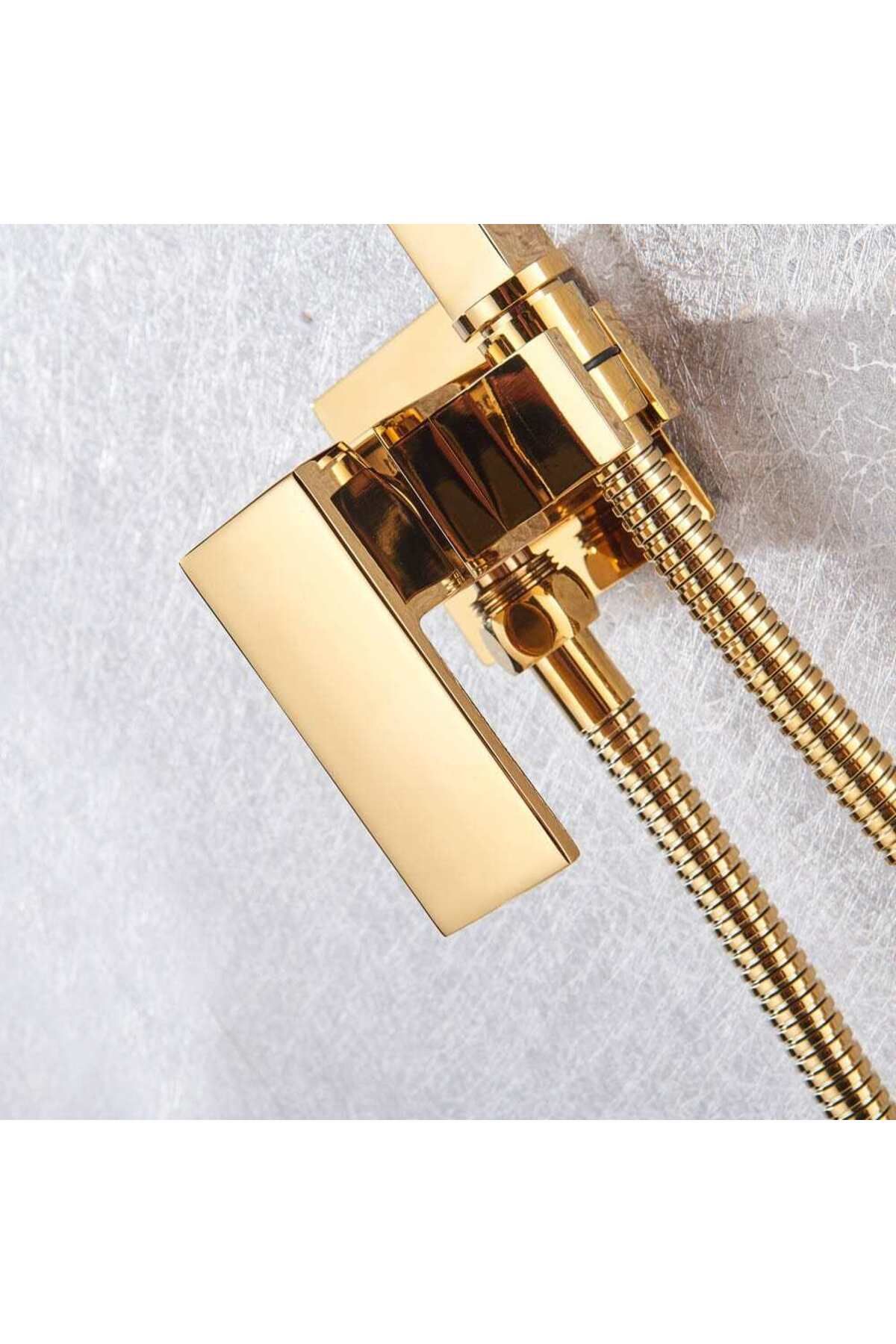 CasaVie-Robinet tip dus intim pentru bideu sau wc cu doua intrari, auriu lucios, cod 1452 4