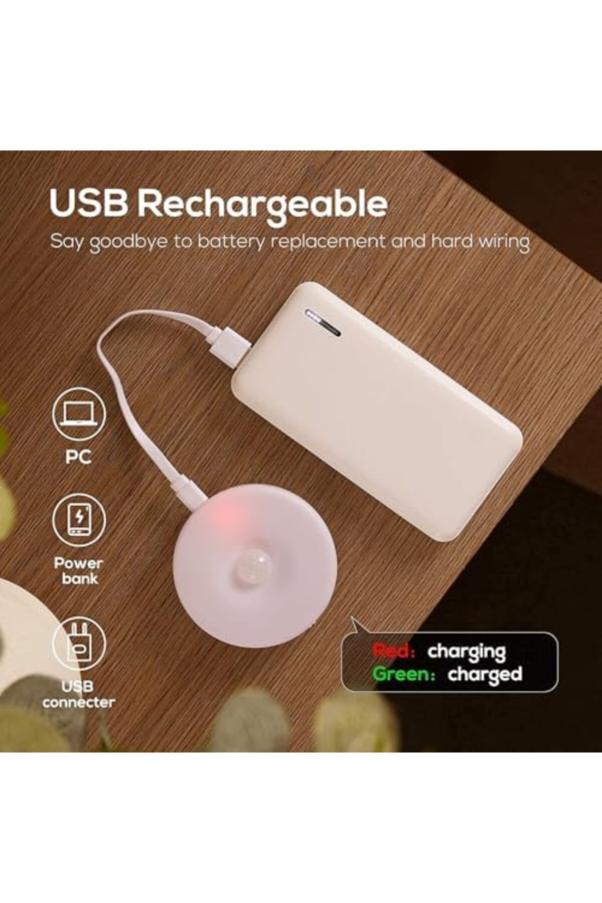 Generic-مصباح خزانة مزود بمستشعر حركة قابل لإعادة الشحن عبر USB - قاعدة مغناطيسية، قابل للفصل عن القاعدة - إيقاف التشغيل التلقائي 4