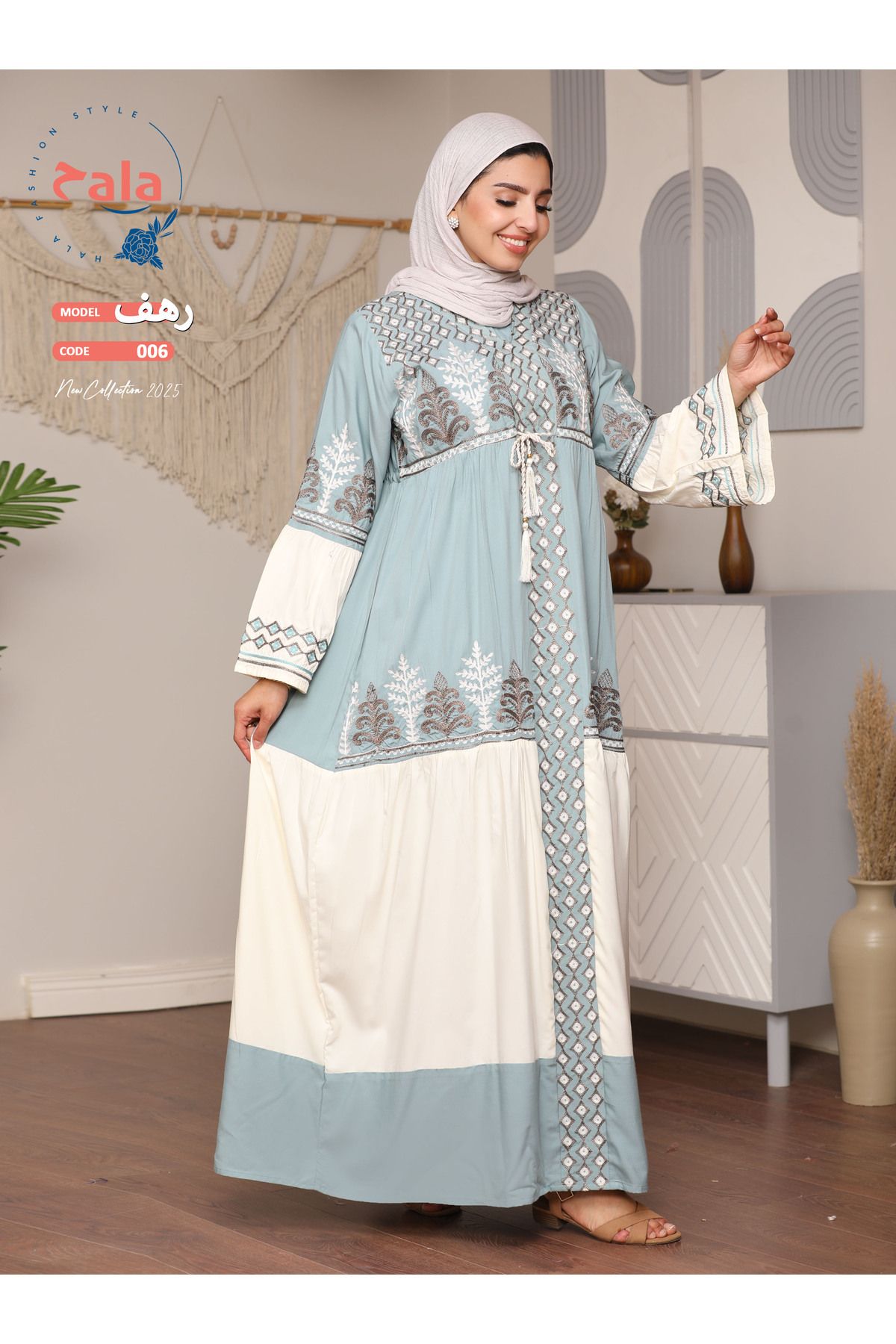 Hala-Embroidered reception jalabiya made of light and soft linen fabric that gives you a feeling of comfort and freshness 2