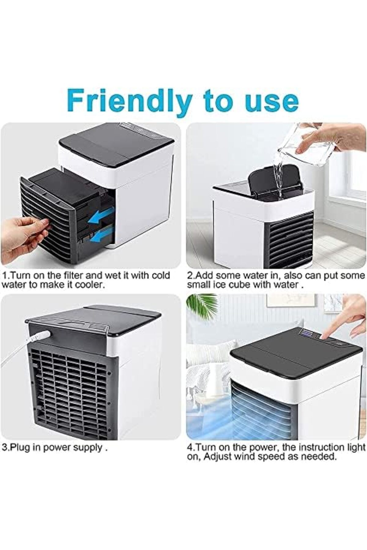 Generic-Air Conditioner Portable Hoseless Air Cooler, 4-In-1 Portable Room Air Conditioner, Use Only Clean W 6