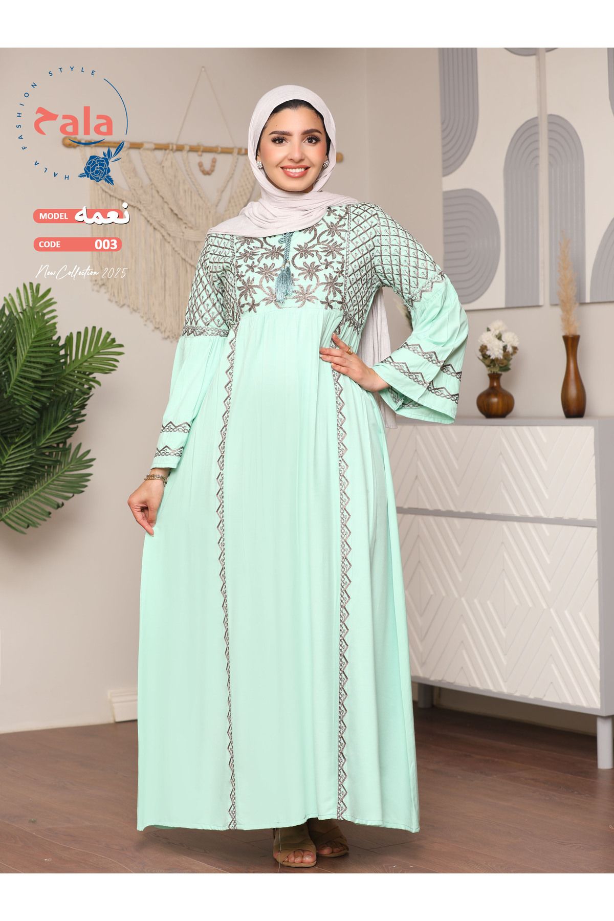 Hala-Embroidered reception jalabiya made of light and soft linen fabric that gives you a feeling of comfort and freshness 3