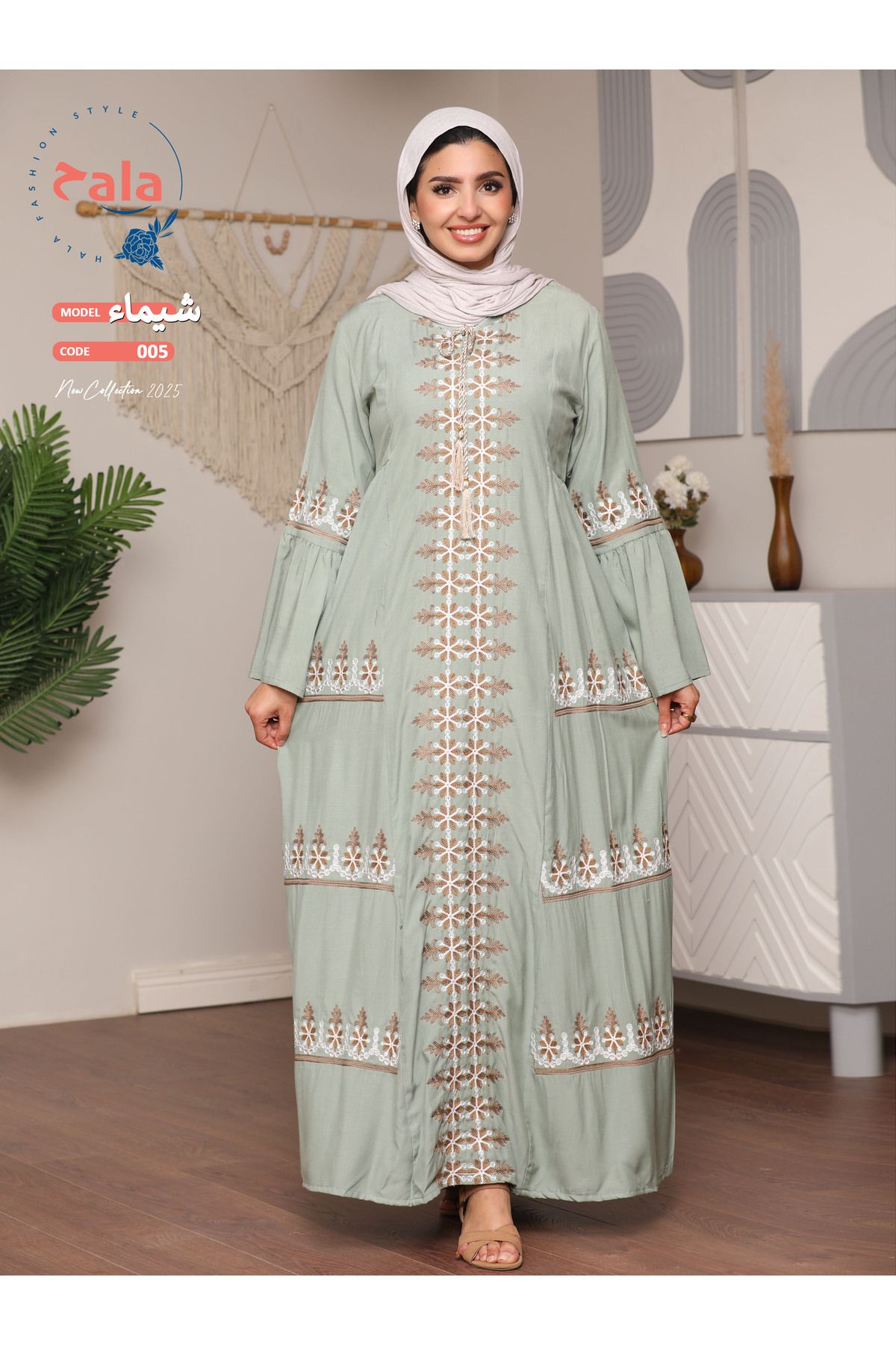 Hala-Embroidered reception jalabiya made of light and soft linen fabric that gives you a feeling of comfort and freshness 1