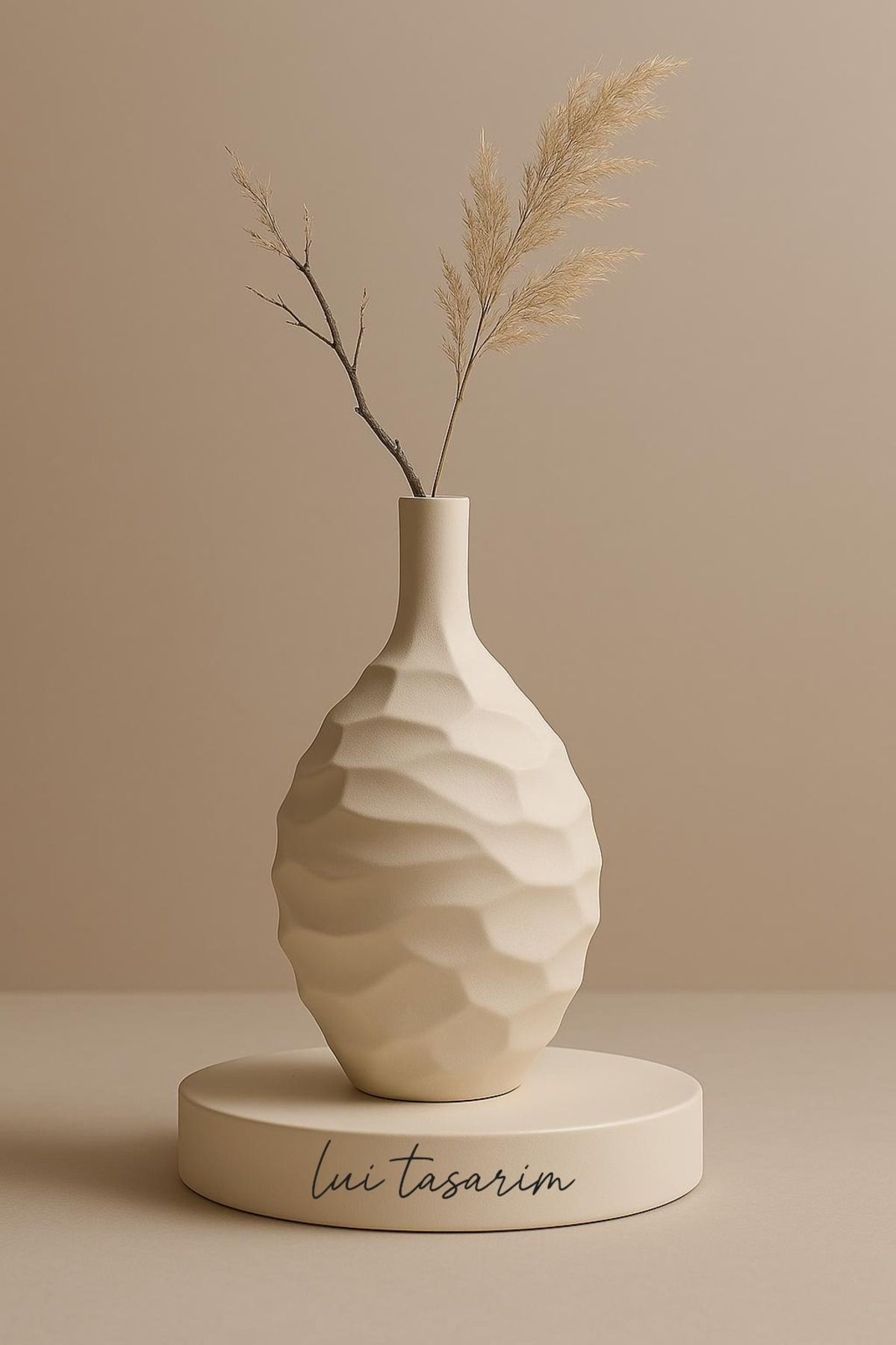 Lui Tasarım-Modern Vase Nordic Style Bohemian Ceramic Self Patterned 32*16 1