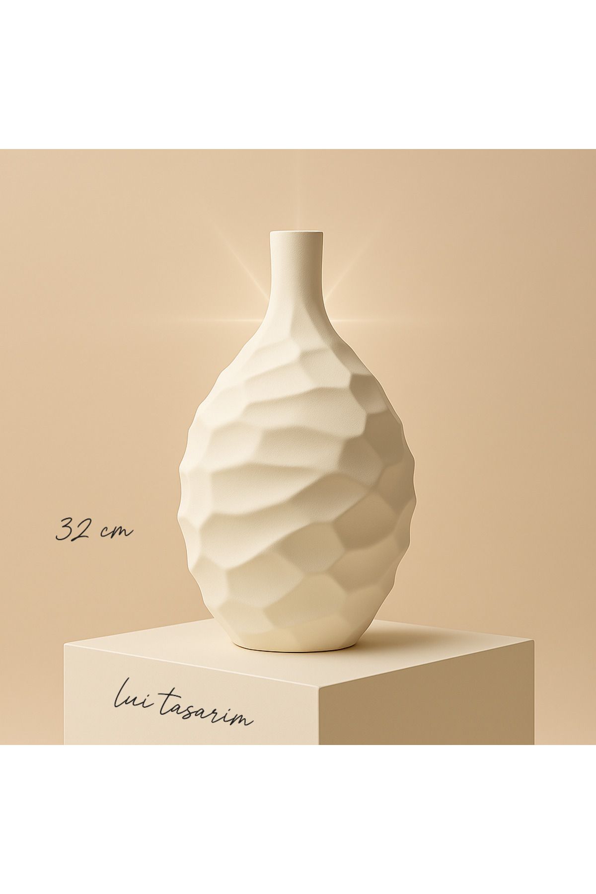 Lui Tasarım-Modern Vase Nordic Style Bohemian Ceramic Self Patterned 32*16 3