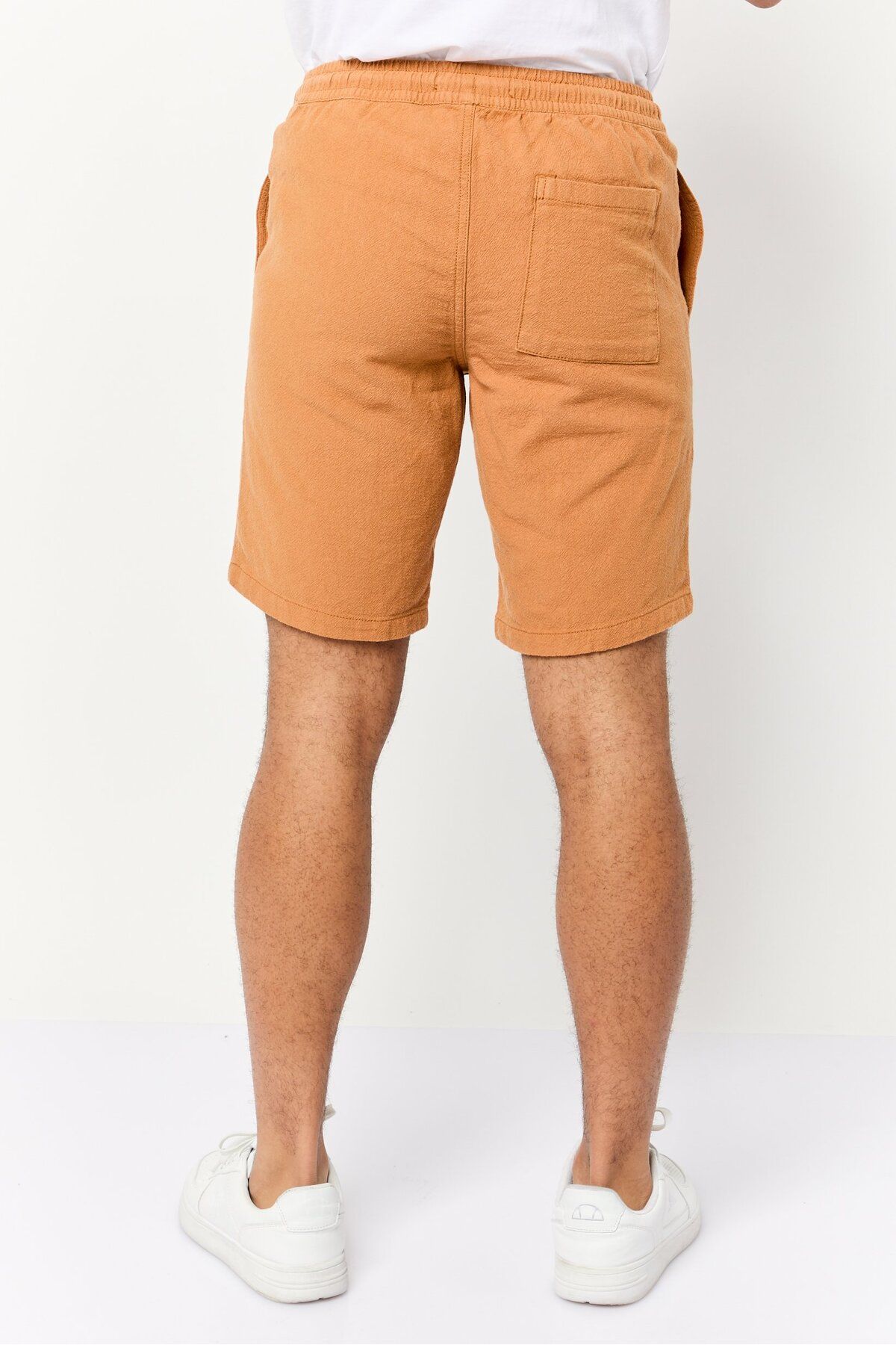 CELIO-Men Drawstring Textured Basic Shorts, Rust 3