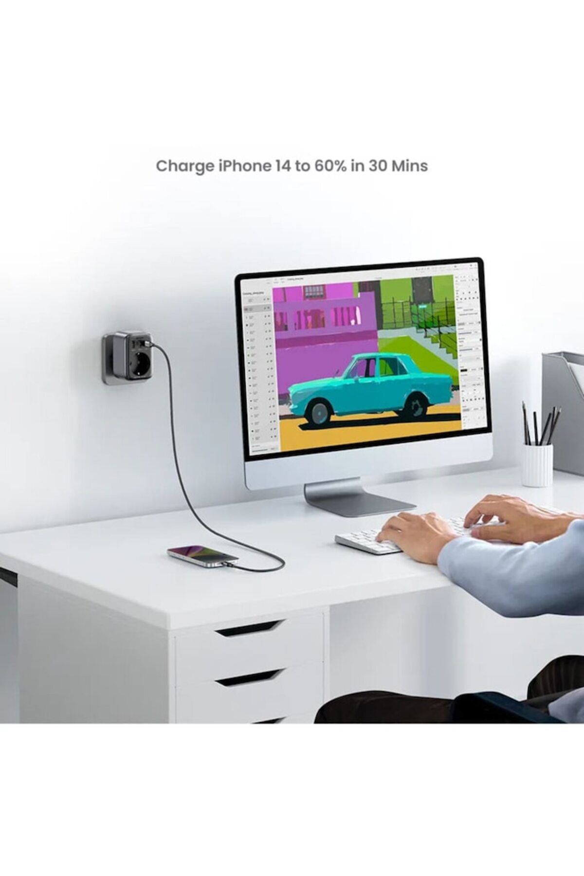 Ugreen-Charging Adapter, US to EU, 1 x Schuko, 2 x USB-A, USB-C, 30W, Polycarbonate, Black 3