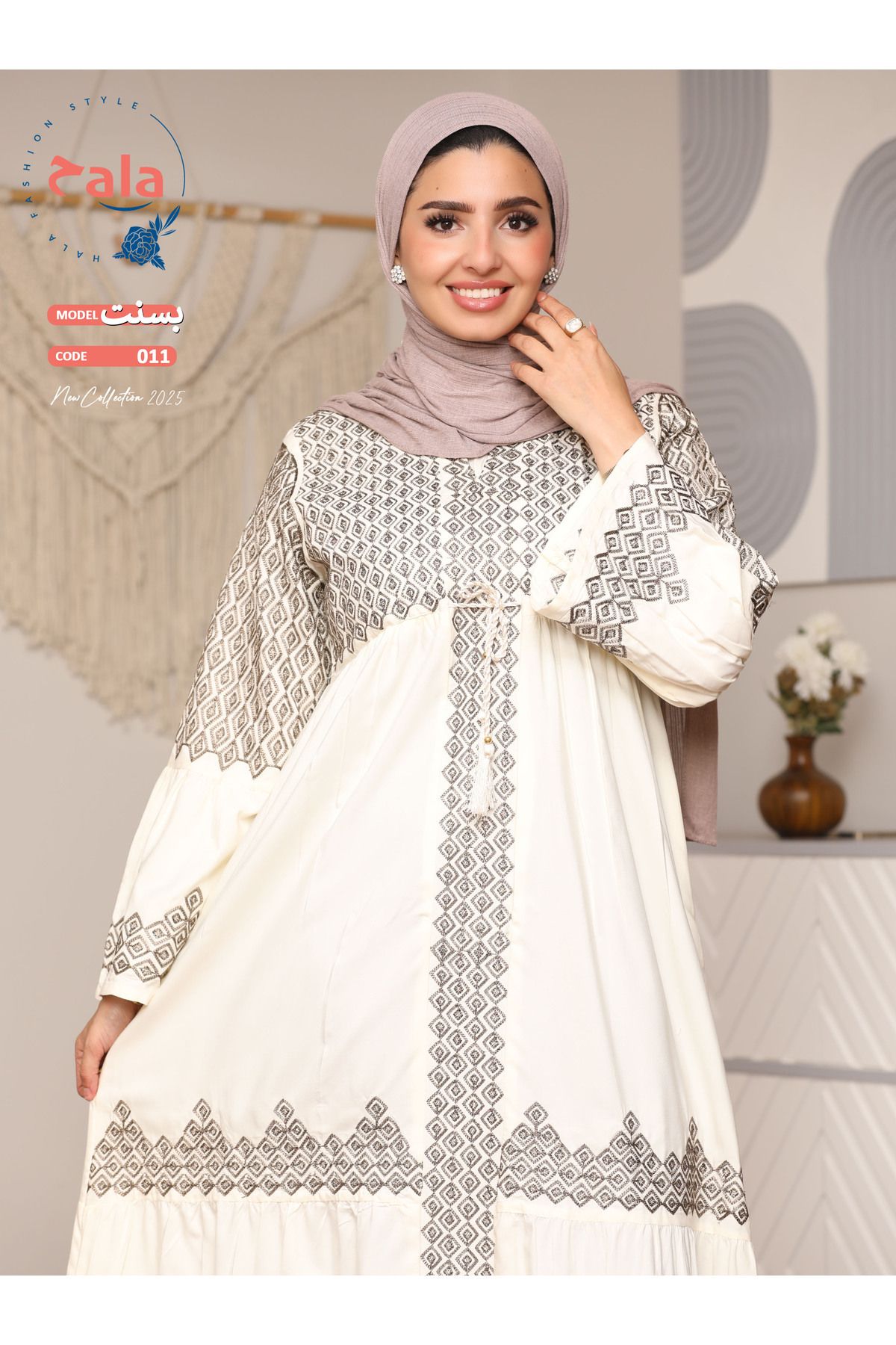 Hala-Embroidered reception jalabiya made of light and soft linen fabric that gives you a feeling of comfort and freshness 3