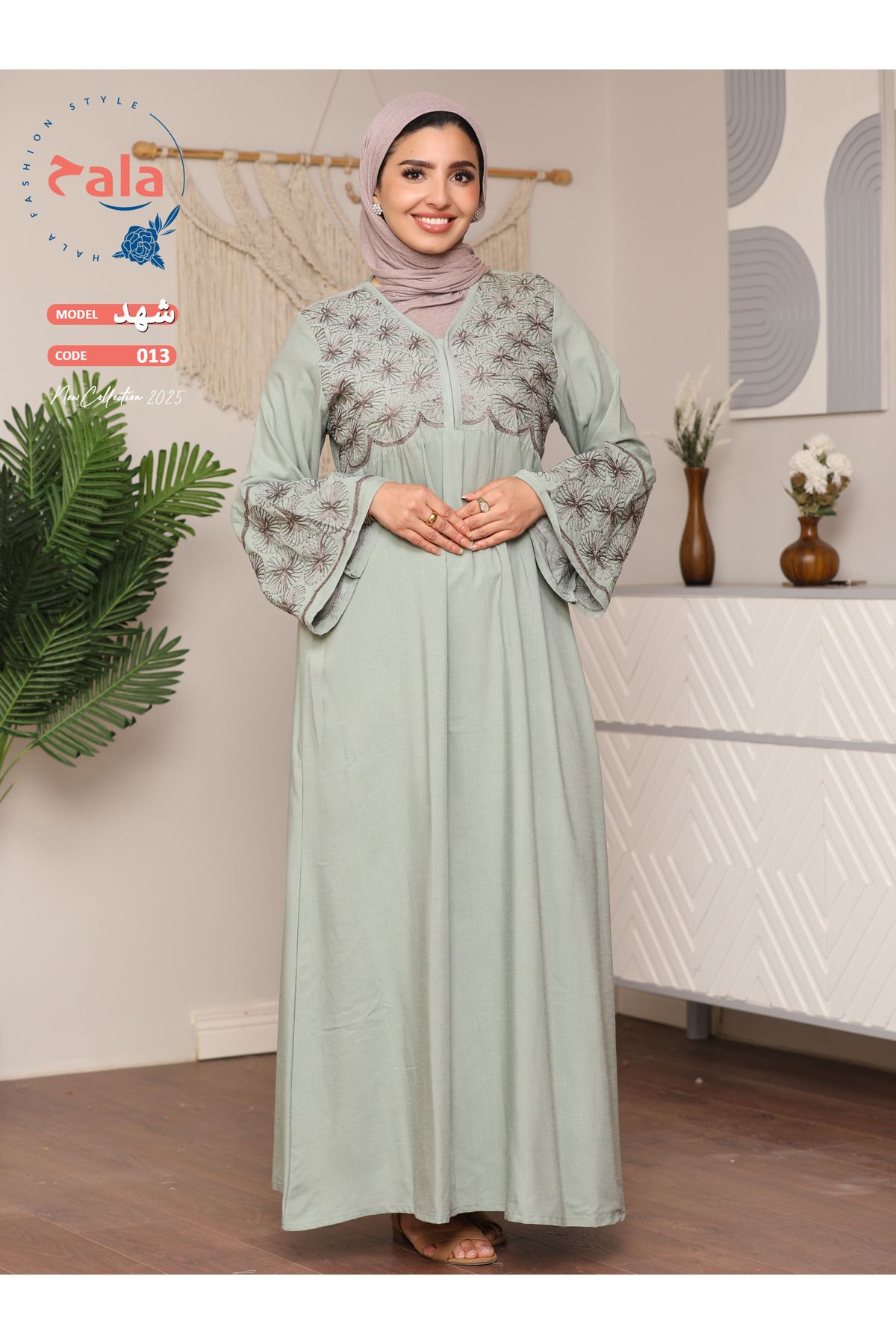 Hala-Embroidered reception jalabiya made of light and soft linen fabric that gives you a feeling of comfort and freshness 3