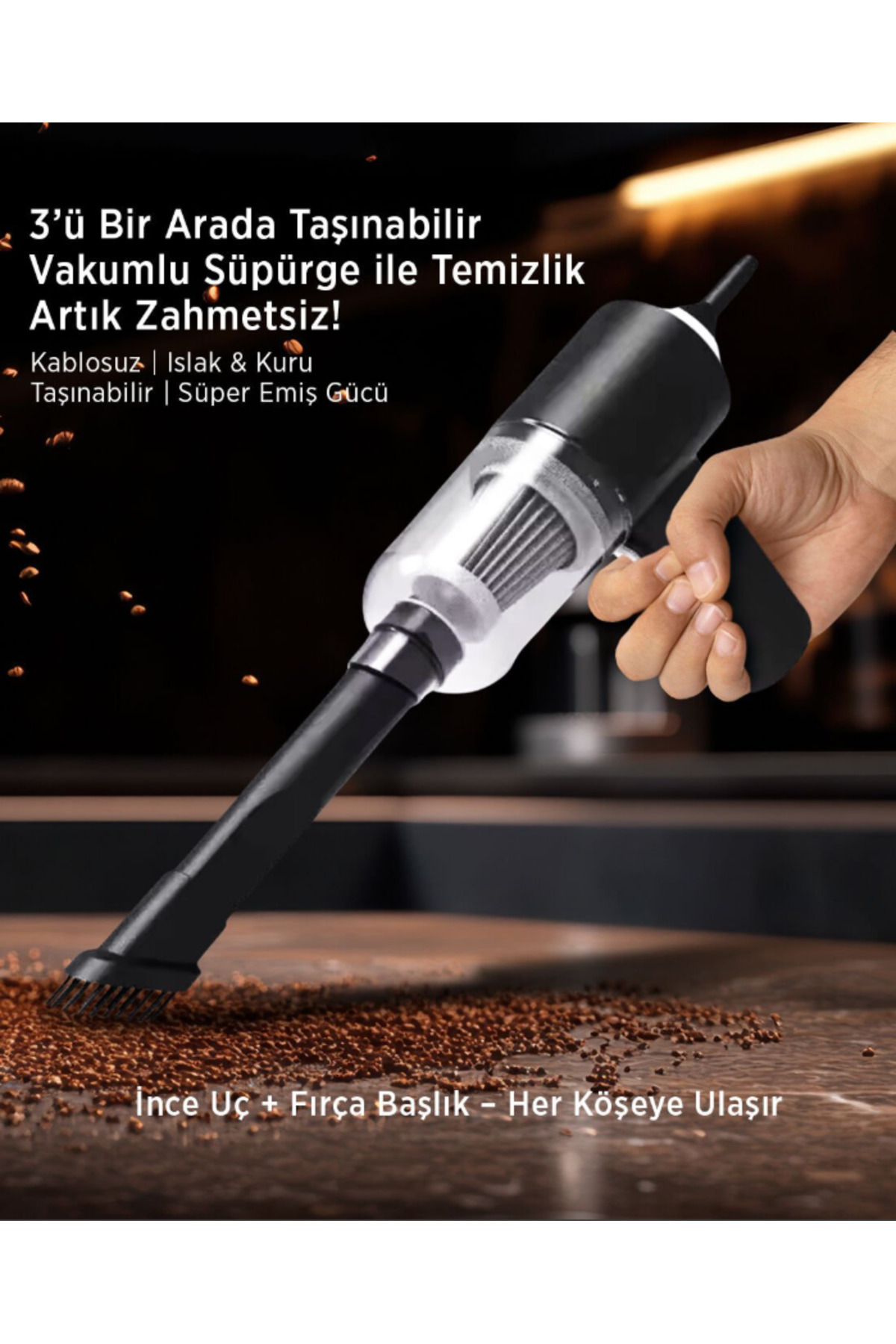 dijitech Mini Vakumlu Type C Şarjlı Araç Süpürgesi El Süpürgesi Şarjlı Çok Fonksiyonlu 5500 Pa