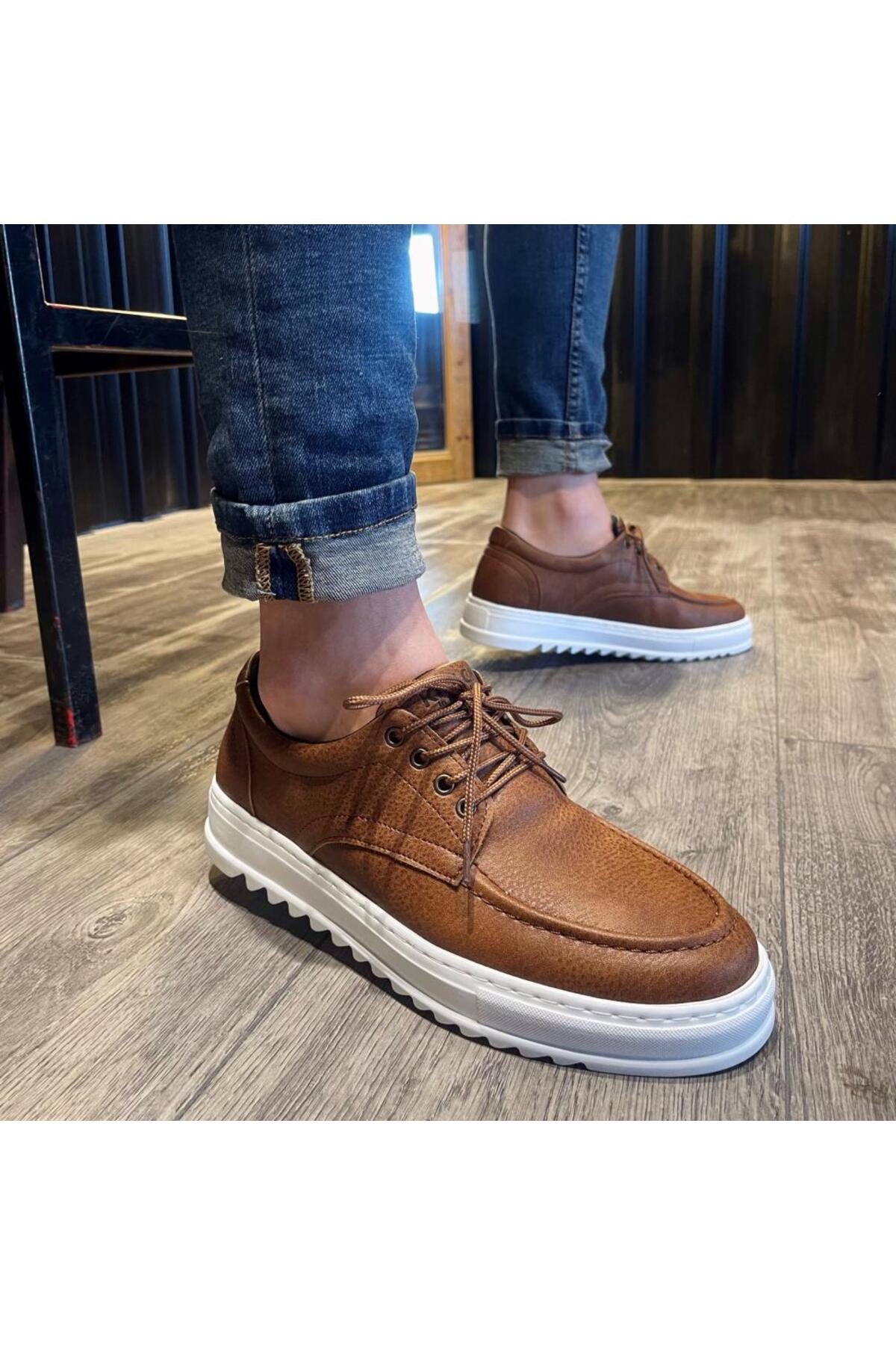 Lucy Shoes  KN-T12 Erkek Günlük Bağcıklı Cilt Klasik Ayakkabı CBT - Taba - Görsel 4