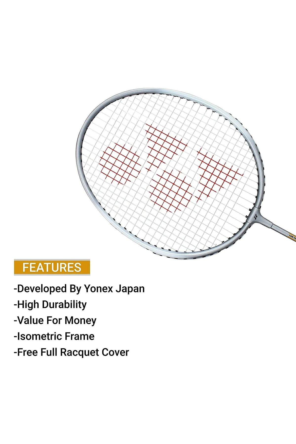 YONEX-GR 303i Aluminium Strung Badminton Racket with Full Racket Cover | 83 grams | High Durability 4