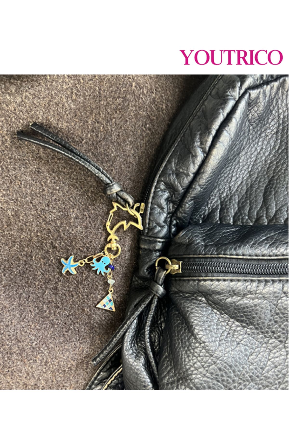 Youtrico-1pcs New Stylish Ocean-Themed Backpack Charm ,Keychain,Starfish and Seashell 2