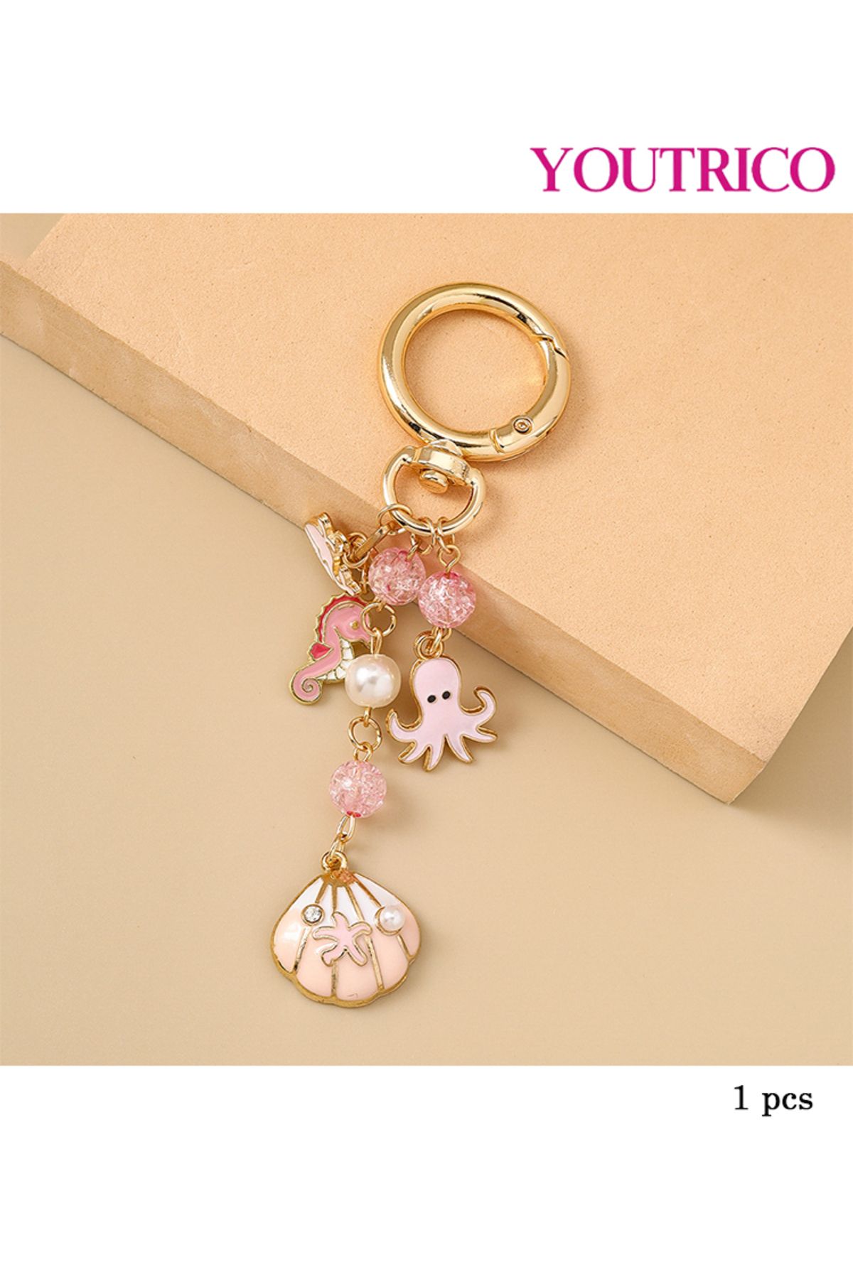Youtrico-1pcs New Stylish Ocean-Themed Backpack Charm ,Keychain,Starfish and Seashell 1