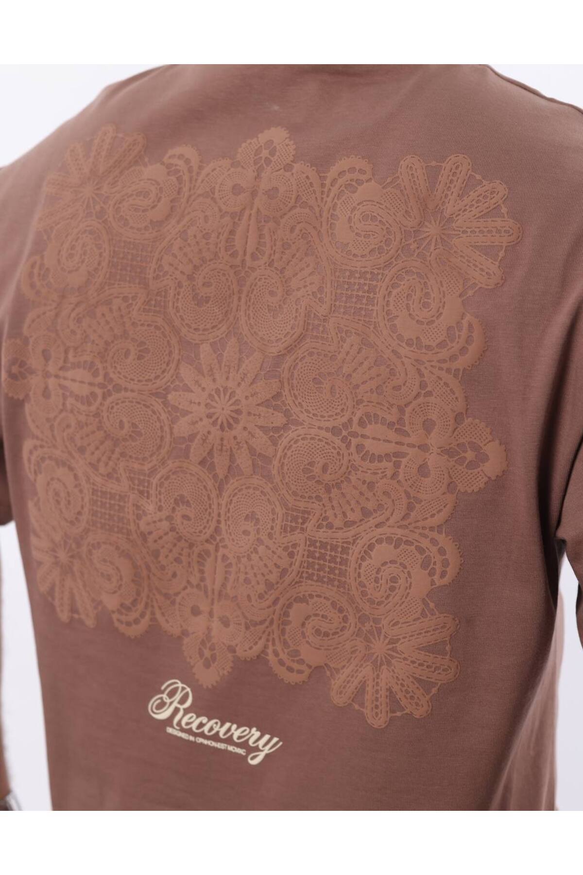 STOCX-Men's Printed Oversize T-Shirt - Recovery Written Back Pattern 2