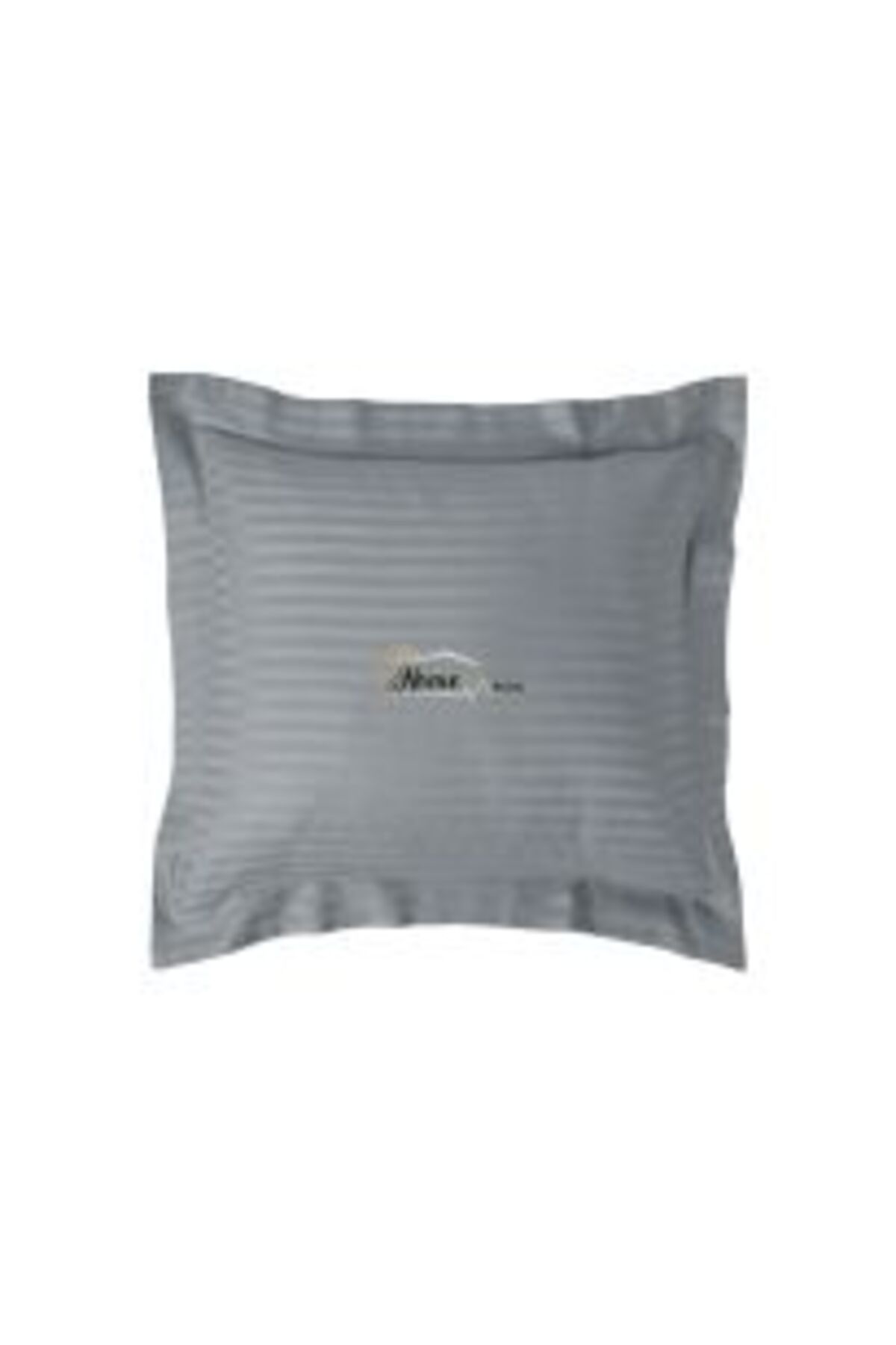 HomePuls-Damask Polycotton Pillowcase, 1 cm stripe, 50 x 70 cm with 3.5 cm border hem, Light Gray 3