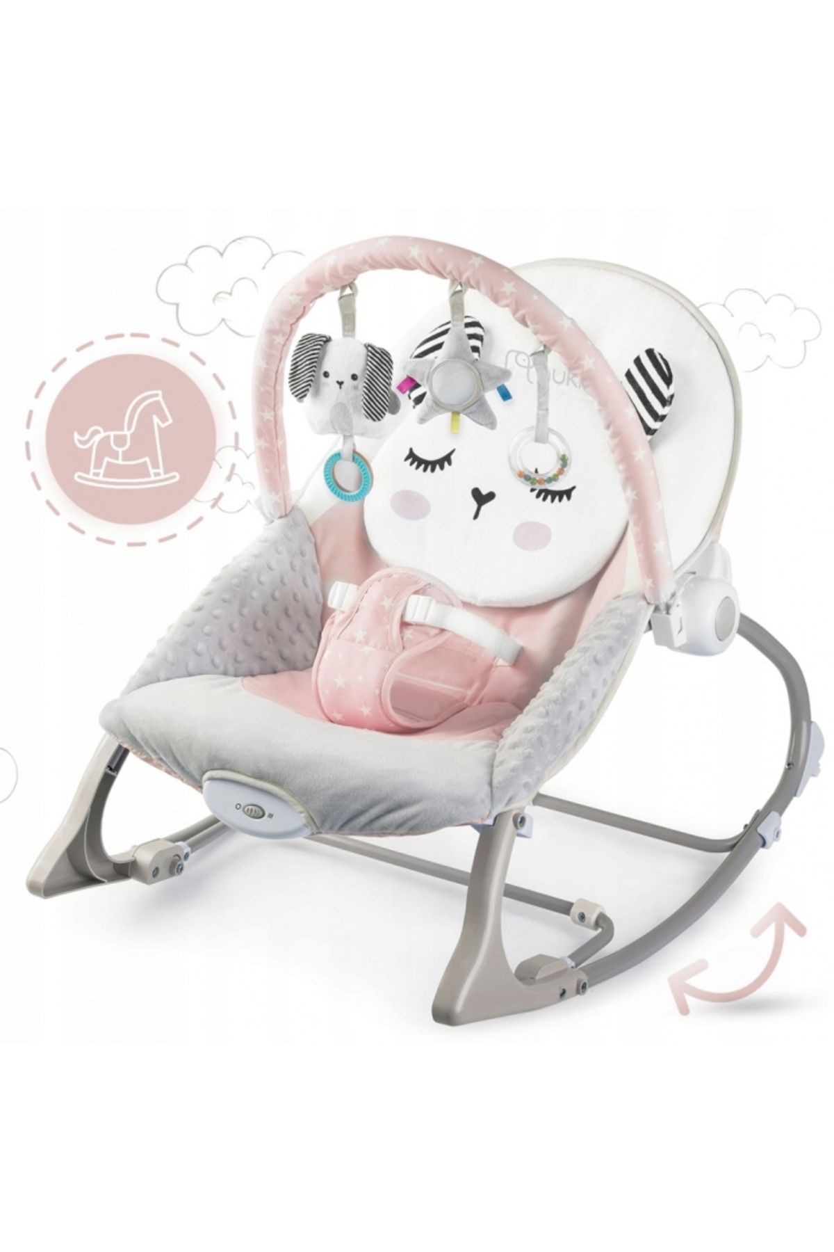 NUKIDO-Multifunctional swing with vibrations and toy arcade, removable cover, non-slip base and center 6