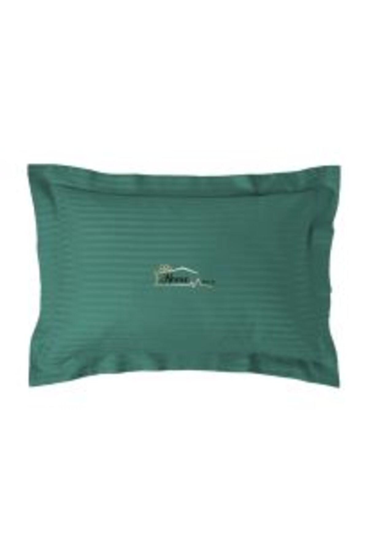 HomePuls-Set 2 Pillowcases Damask Polycotton Stripe 1 cm, 50 x 70 cm with 3.5 cm Border, Jade Green 6