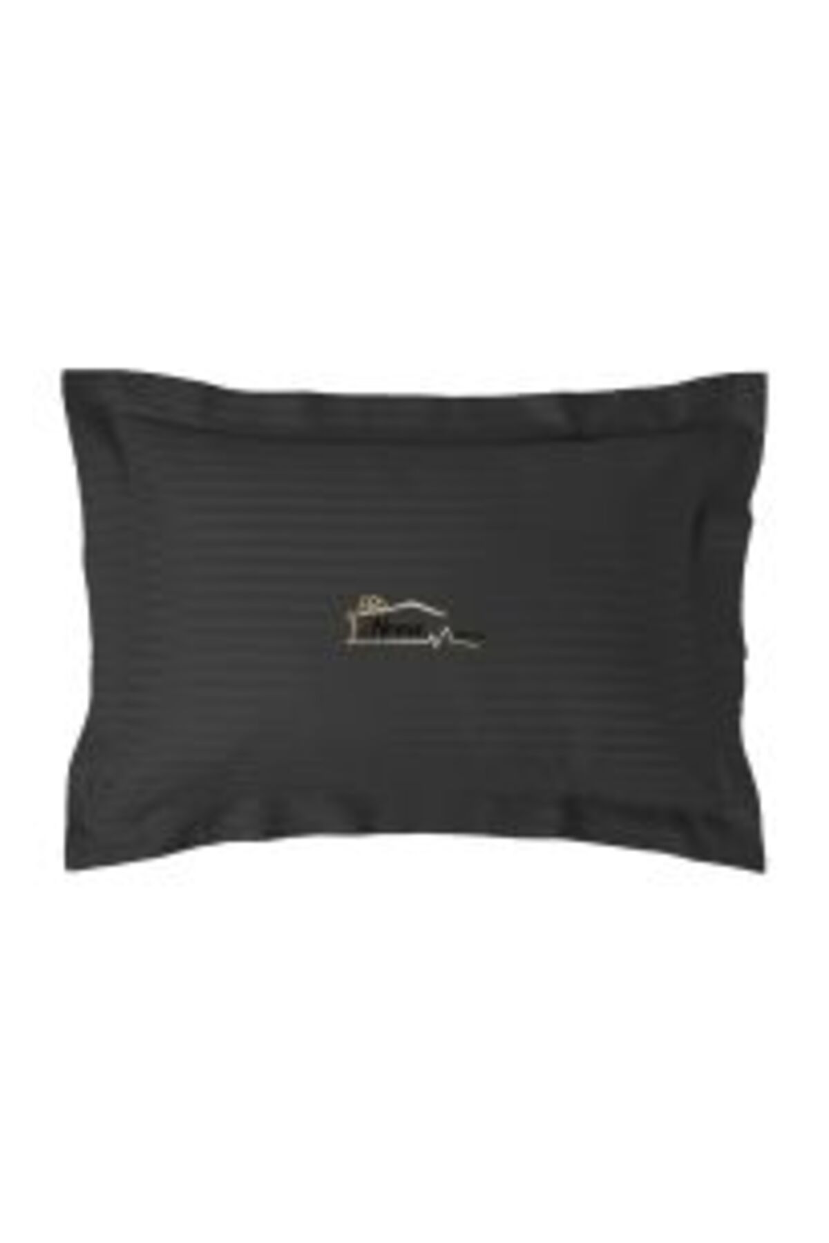 HomePuls-Damask Cotton Pillowcase 100% with 1 cm stripe, 50 x 70 cm and 3.5 cm bordered hem, Black 8
