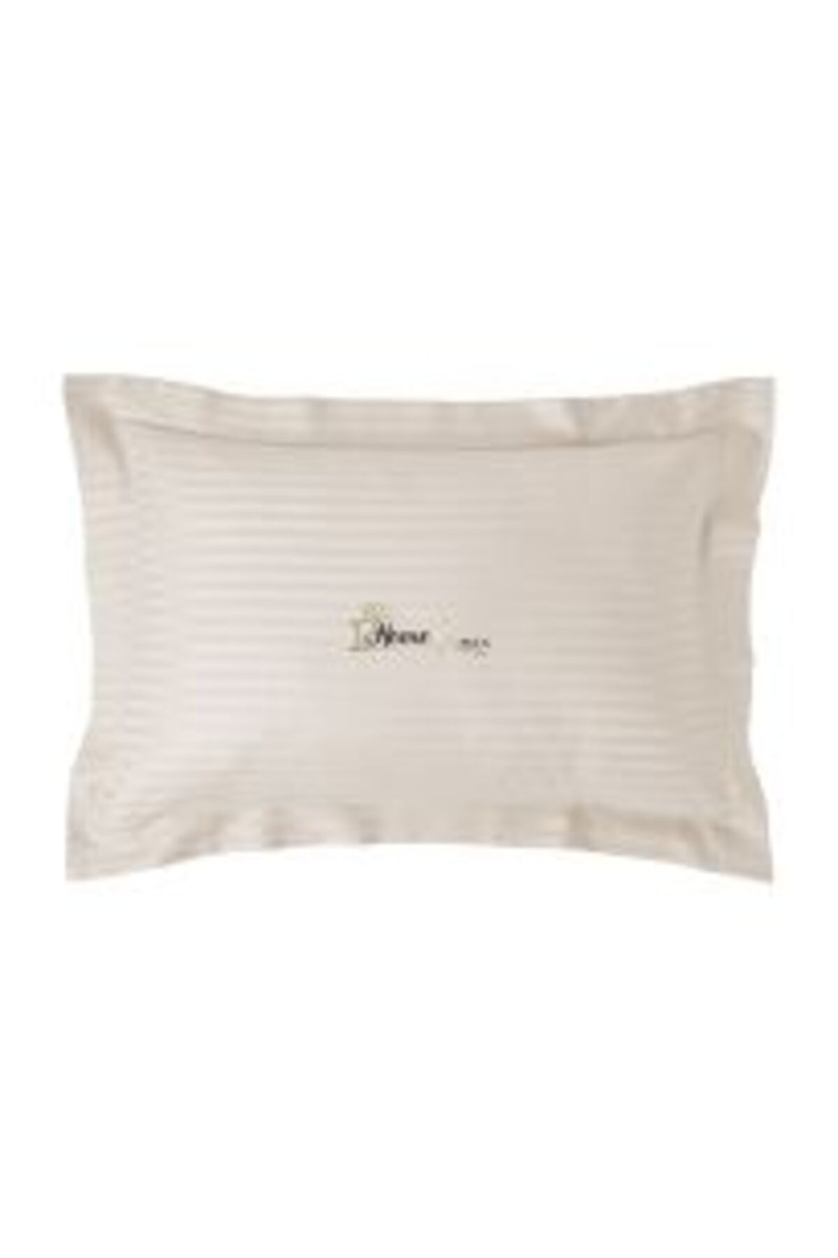 HomePuls-Damask Polycotton Pillowcase, 1 cm stripe, 50 x 70 cm with 3.5 cm border hem, Light Gray 4
