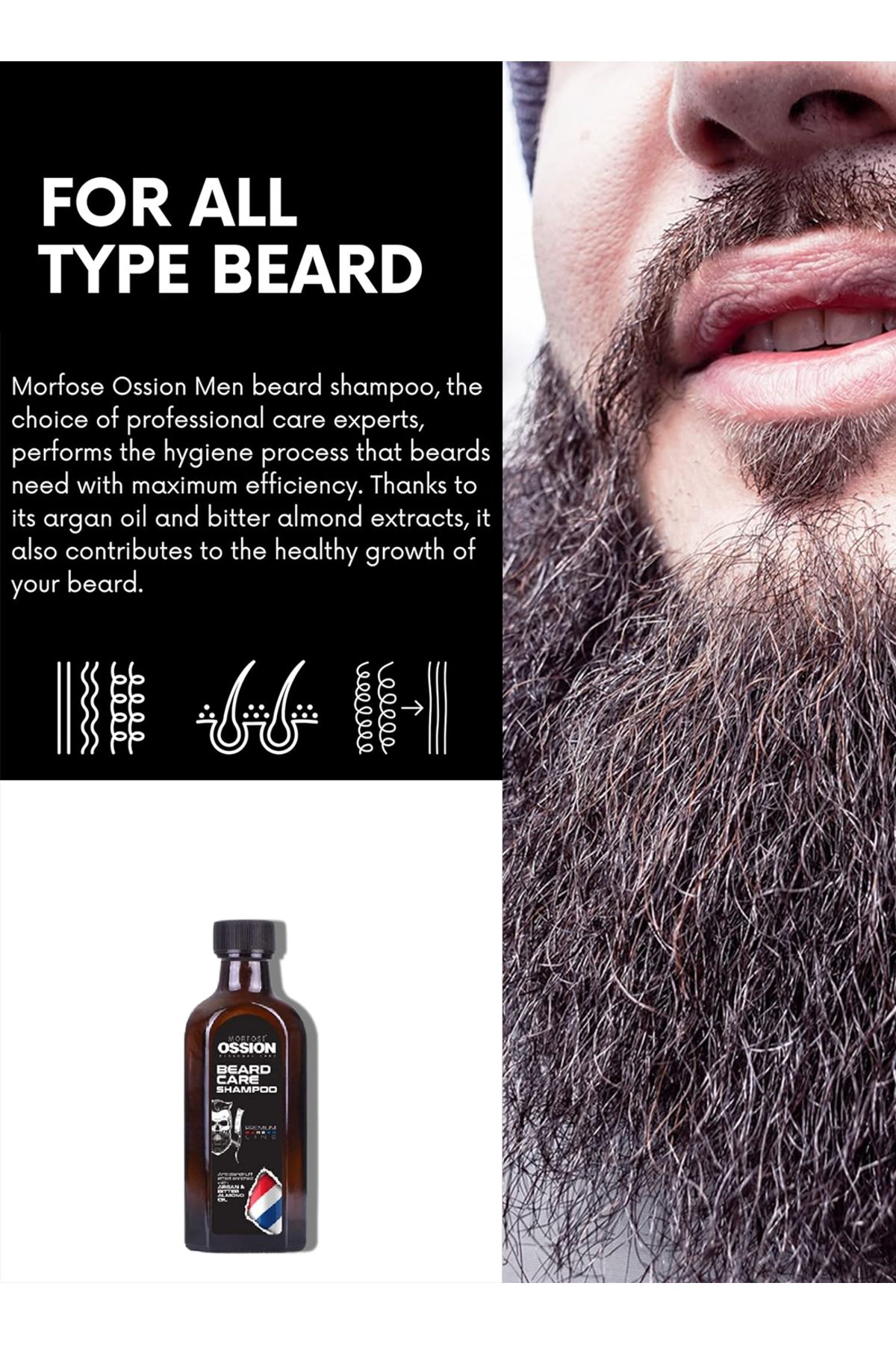 Morfose-Beard Care Essence Shampoo Kit Includes 1 pc Shampoo 100ml and 2 pcs Serum 50ml+20ml for Men 6