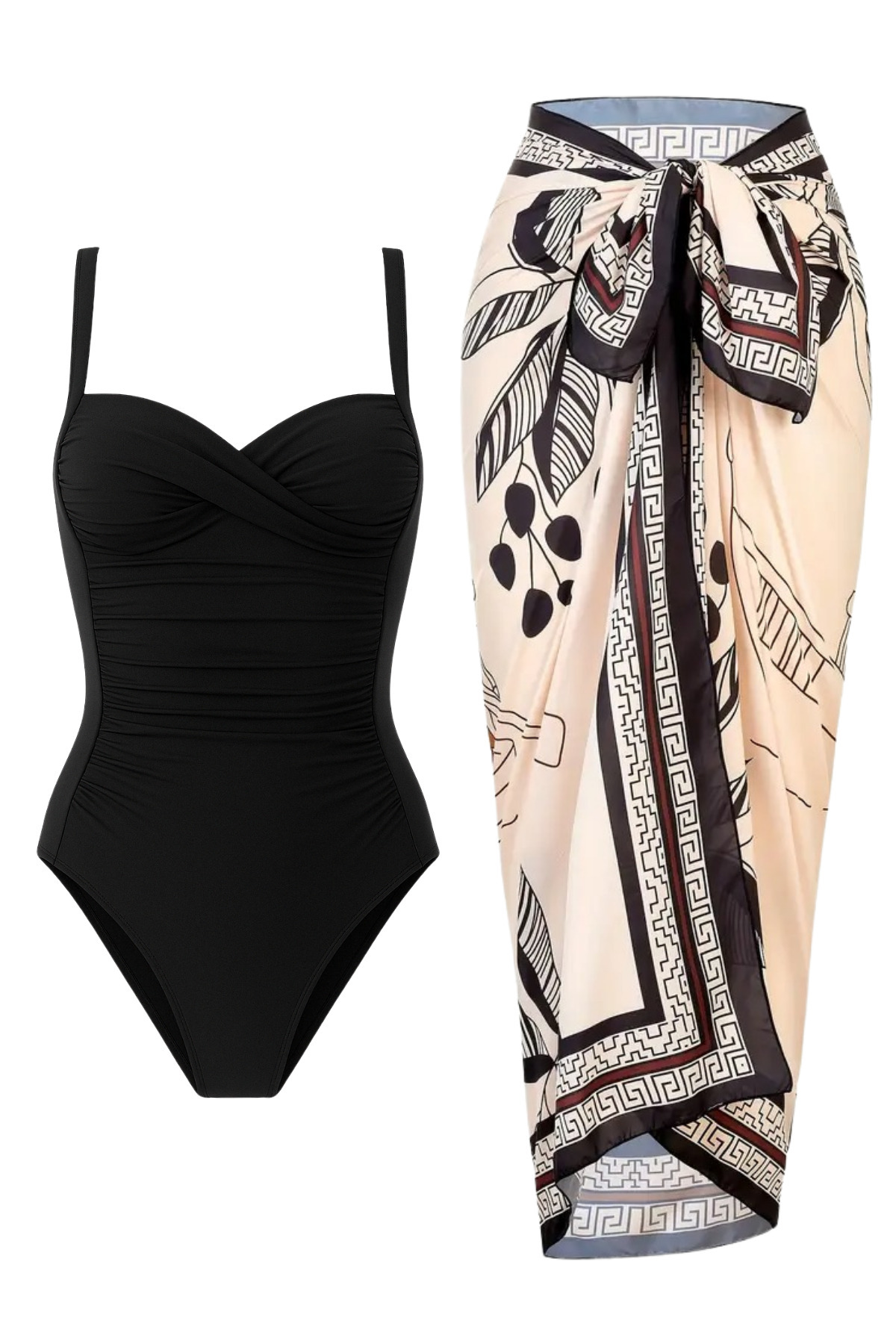 Paragon Ayarlanabilir Askılı, Şık Ve Incelten Etkili Toparlayıcı Drapeli Mayo Pareo 2li Set