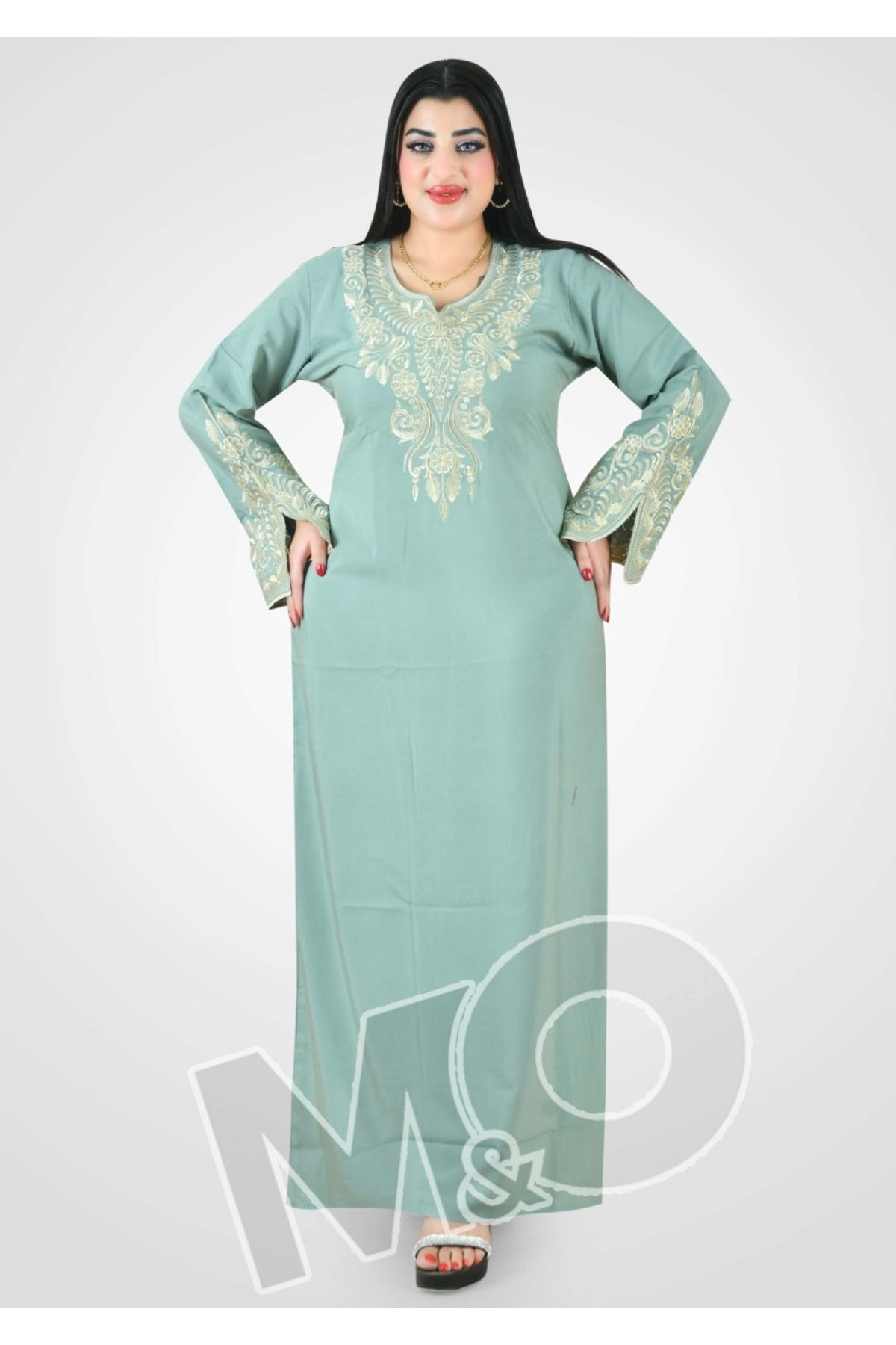 M&O 2-Embroidered reception jalabiya made of light and soft linen fabric that gives you a feeling of comfort and freshness 1