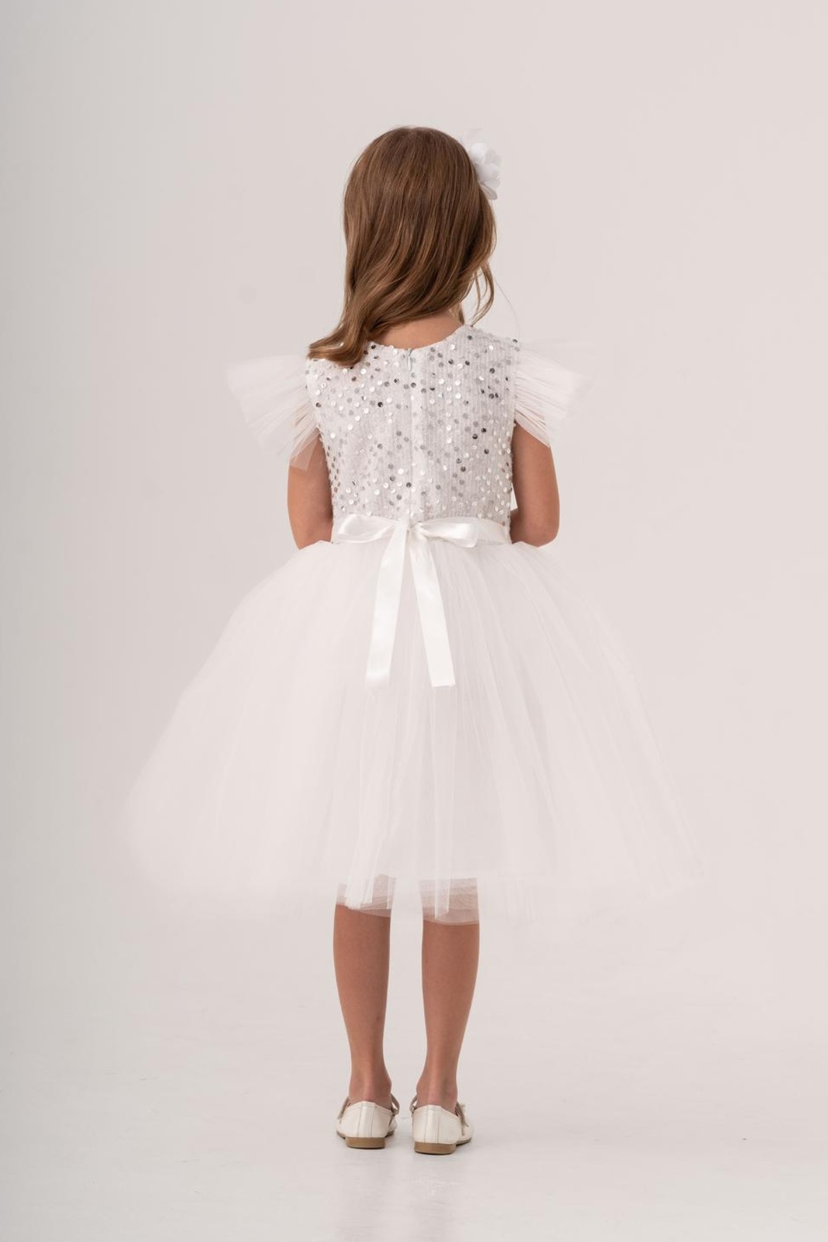 Mnk Baby&Kids Tüllü Kız Çocuk KPL Elbise MNK0526 KAR BEYAZ fotoğrafı 4 (önizleme)