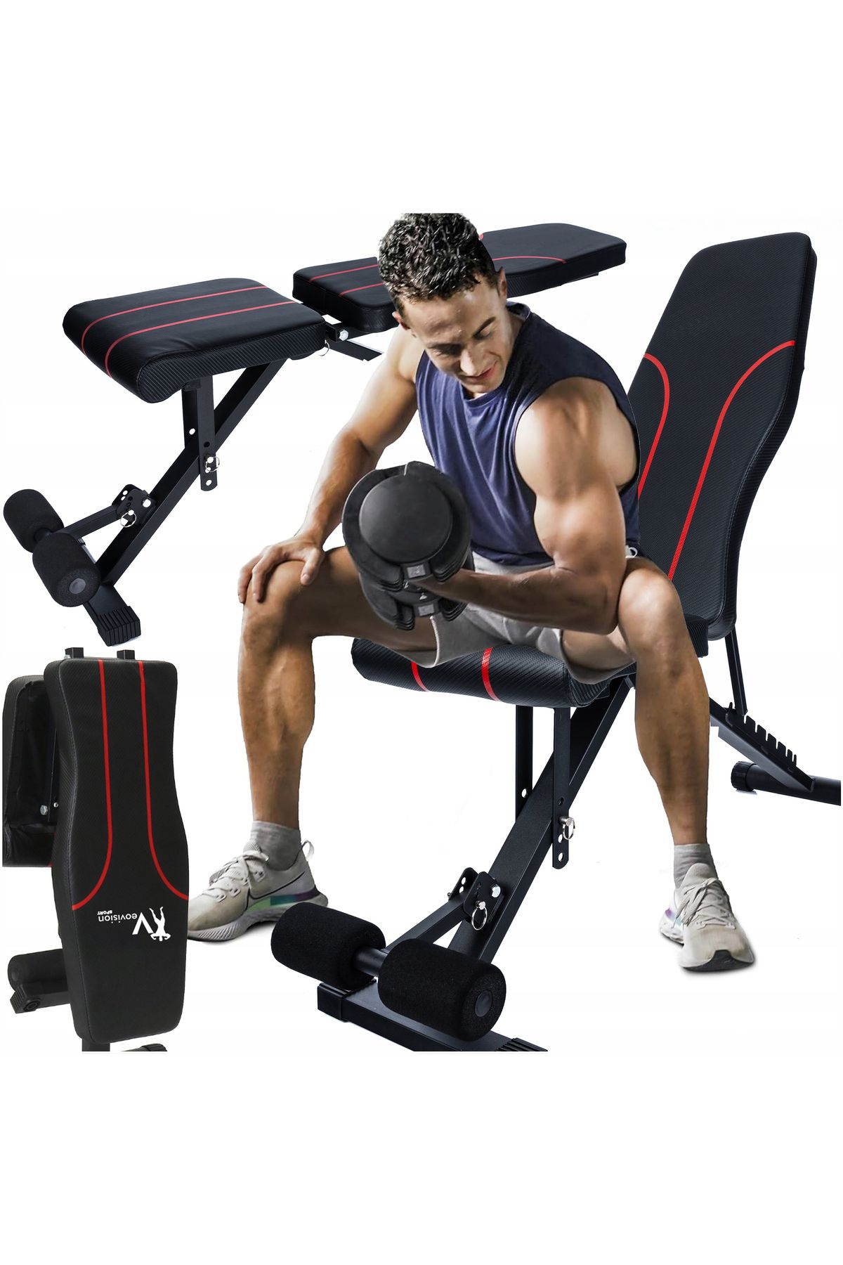 SERSIMO-Multifunctional fitness training bench, 7-step adjustable backrest, maximum load 200 kg 6