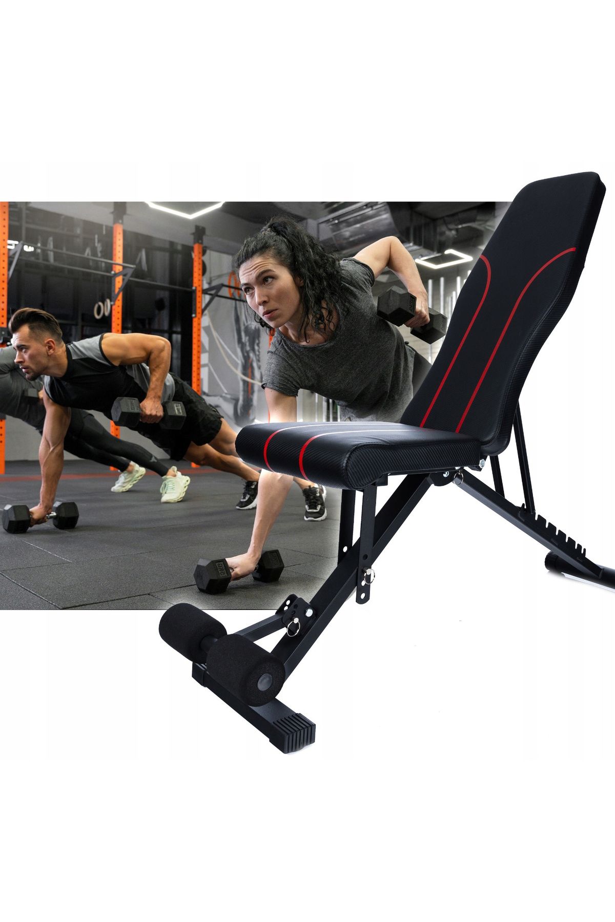 SERSIMO-Multifunctional fitness training bench, 7-step adjustable backrest, maximum load 200 kg 7