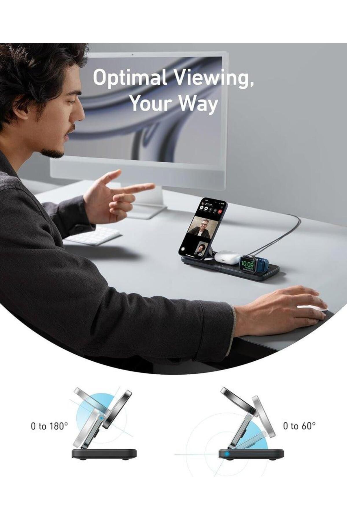 Anker-15W MagGo Wireless Charging Station (3-in-1 Pad) for Apple Devices -AN.B25M1211.BK 2