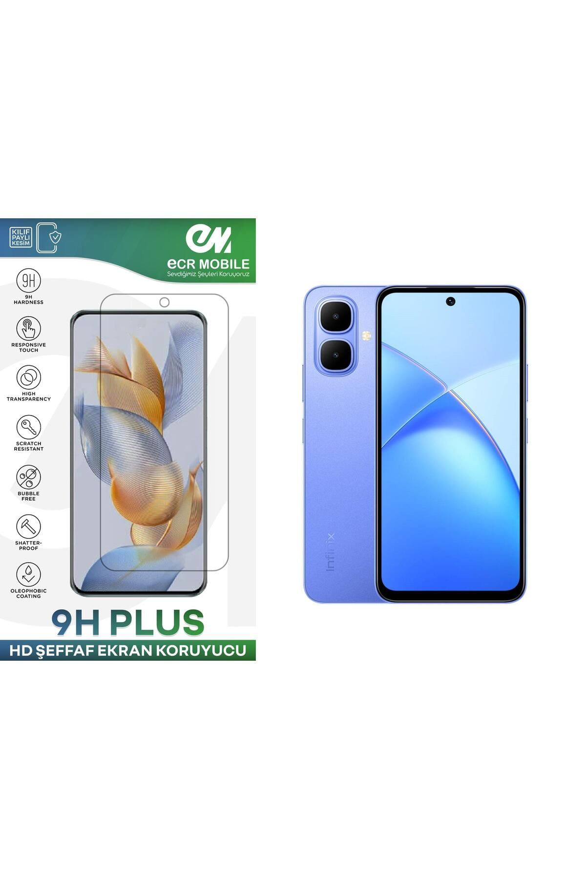 Ecr Mobile-واقي شاشة متوافق مع هاتف Infinix Smart 10 9H زجاج نانو مرن شفاف 1