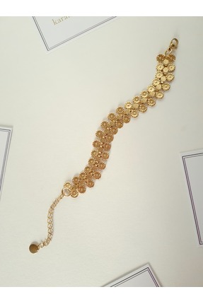 Karanfil Co Çiçek Desenli Paslanmaz Çelik Kadın Bileklik - Gold Renk