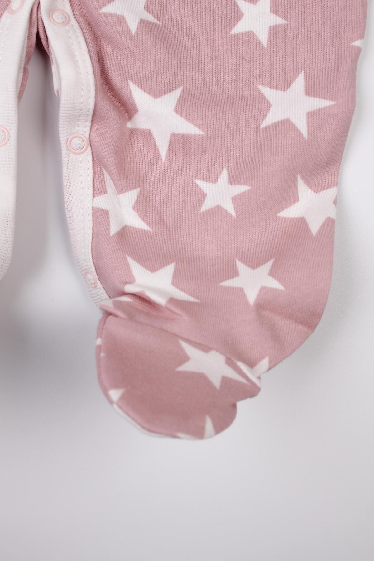 Mini Ropa-Star Patterned Baby Romper with Booties and Hat 4