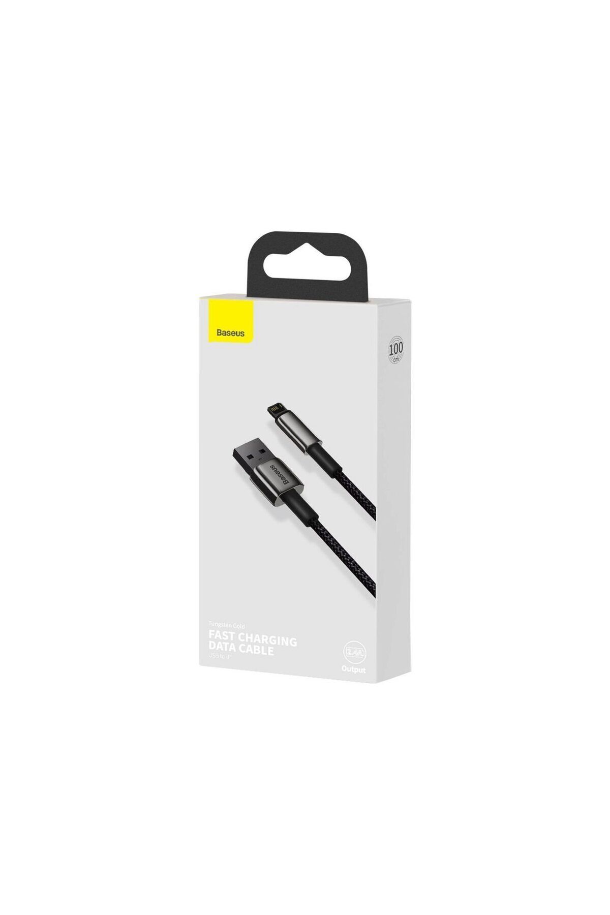 Baseus-Cablu USB la Lightning Tungsten Gold Fast Charging 2.4A Black (1m, impletitura nylon) 3
