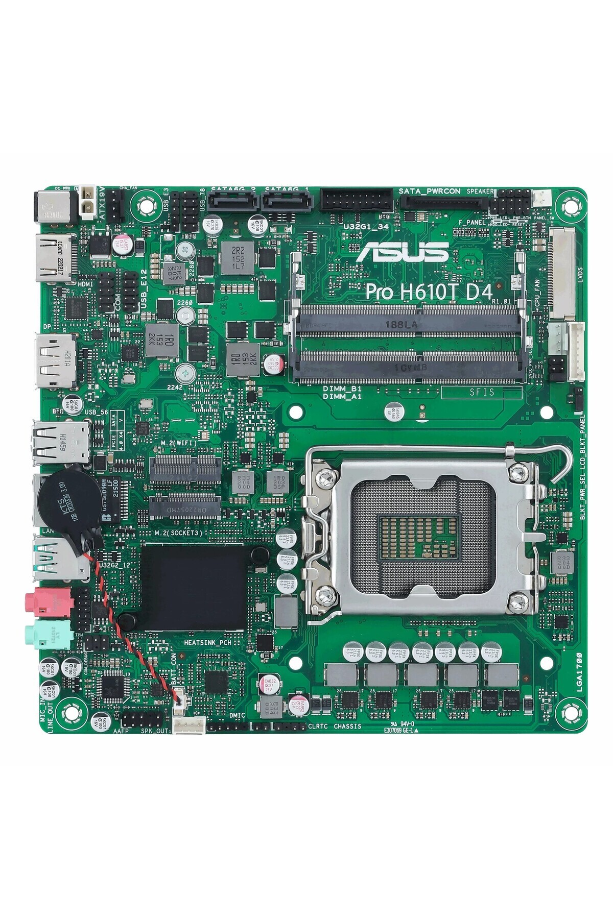 ASUS-اللوحة الأم Pro H610T D4-CSM DDR4 (3200 ميجا هرتز) OC M.2 HDMI/DP 1700P mITX 2