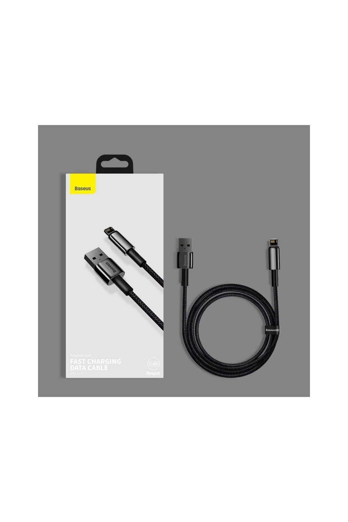 Baseus-Cablu USB la Lightning Tungsten Gold Fast Charging 2.4A Black (1m, impletitura nylon) 7