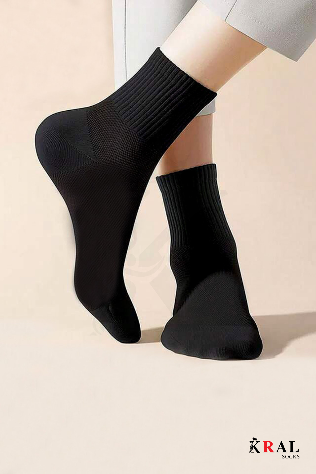 KRAL SOCKS 12 Çift Unisex Pamuklu Siyah Tenis Kolej Spor Çorap görsel 4