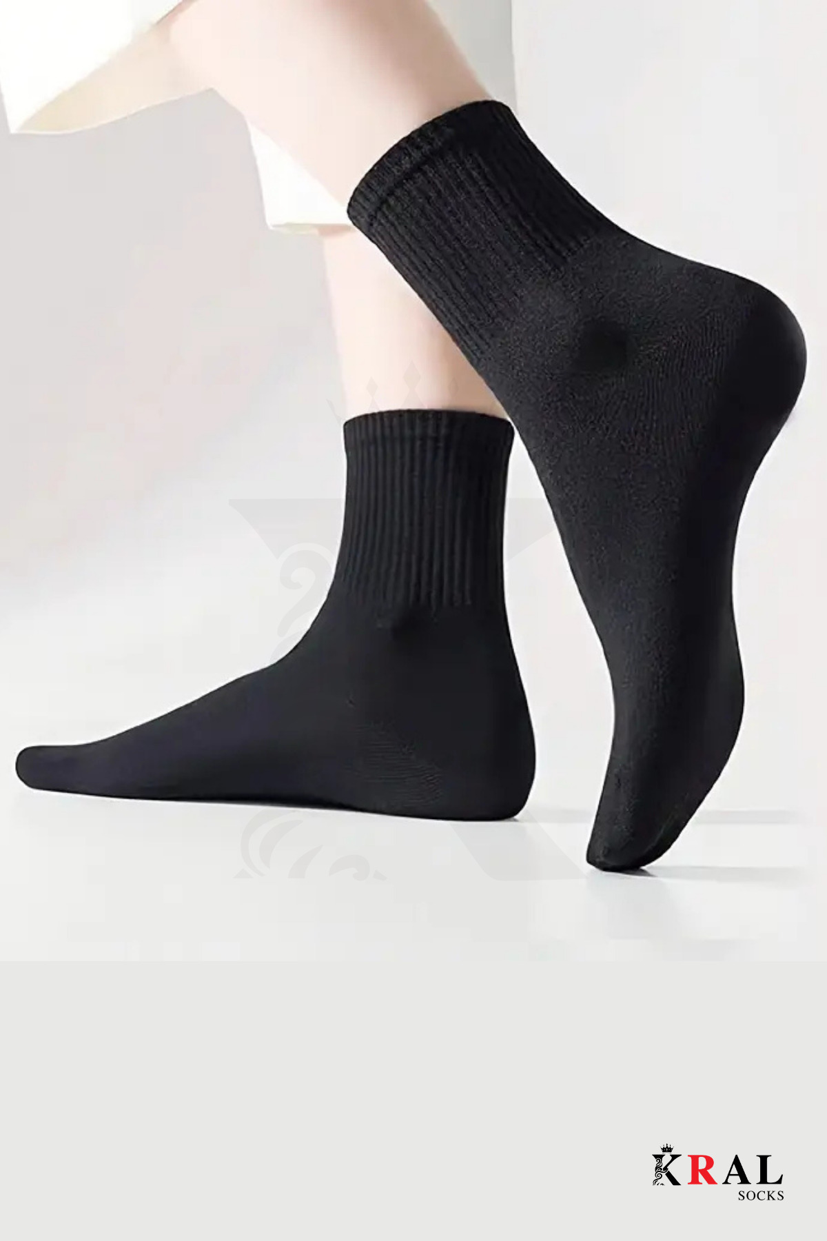 KRAL SOCKS 12 Çift Unisex Pamuklu Siyah Tenis Kolej Spor Çorap görsel 6