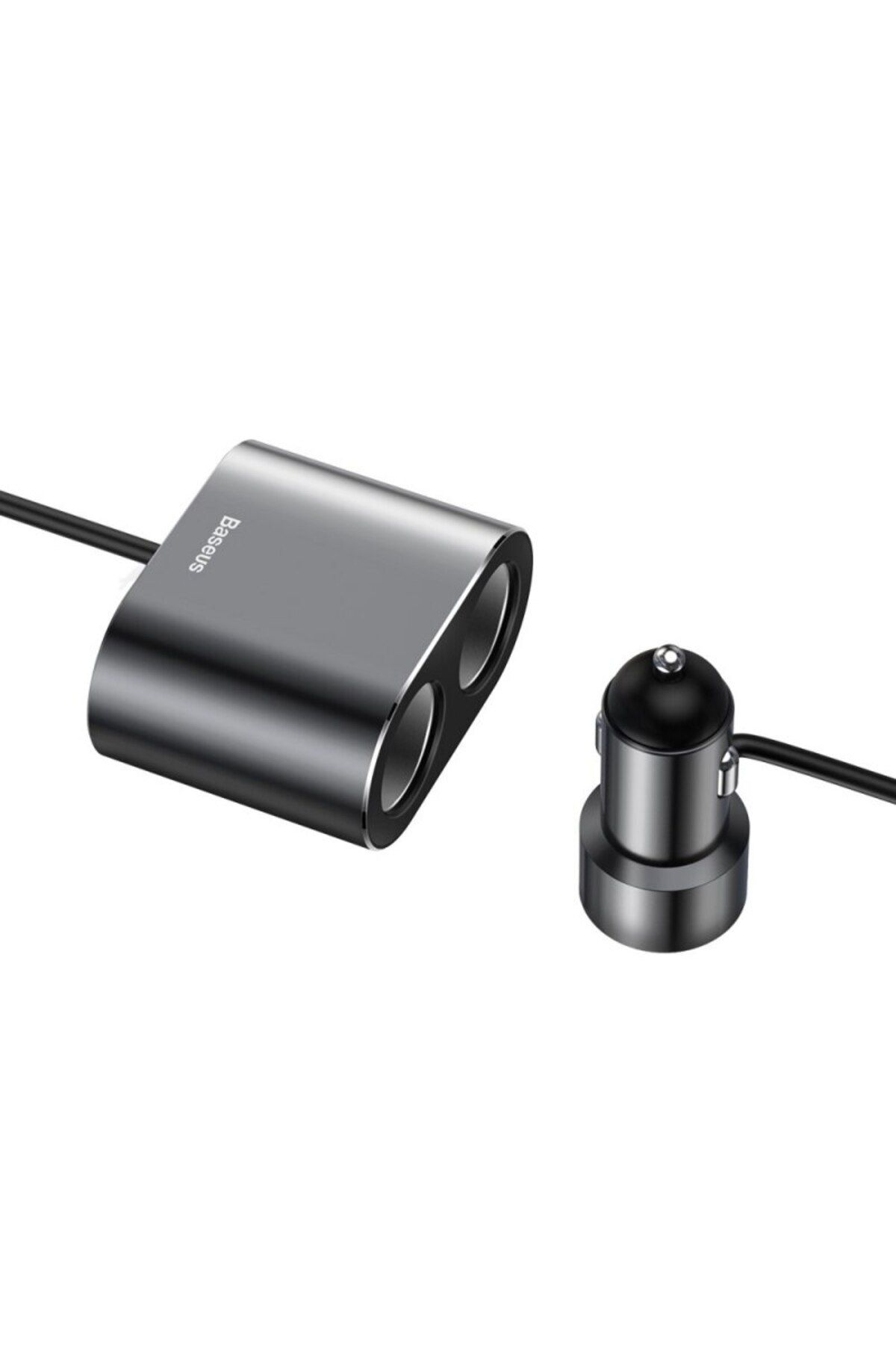 Baseus-Încărcător auto, port extins, 2 brichete, 2 USB A, 95 W, 2.1 A, cablu 1 m, gri 4