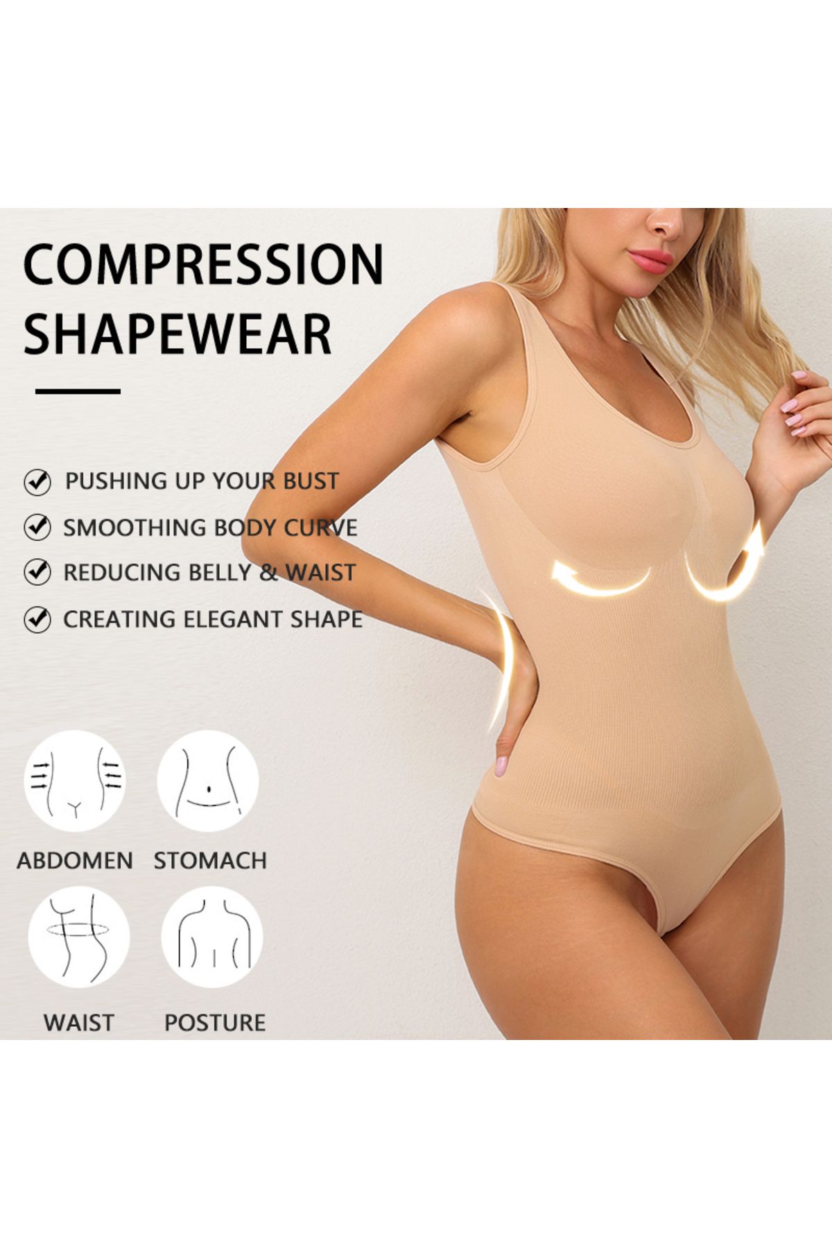 SOLLUXE-Shapewear with abdominal compression and bust lifting effect, seamless shaping underwear 2