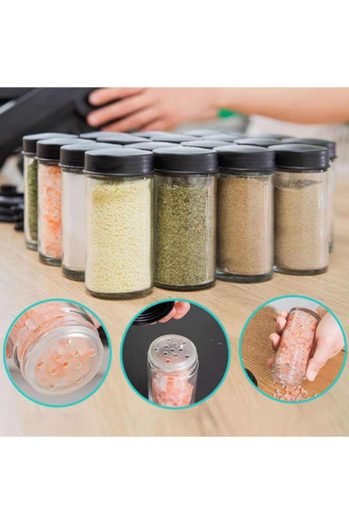 stfast st-Set of 18 Spice Storage Bottles, Countertop Spice Rack Set with Rotating Stand, Special Design 4