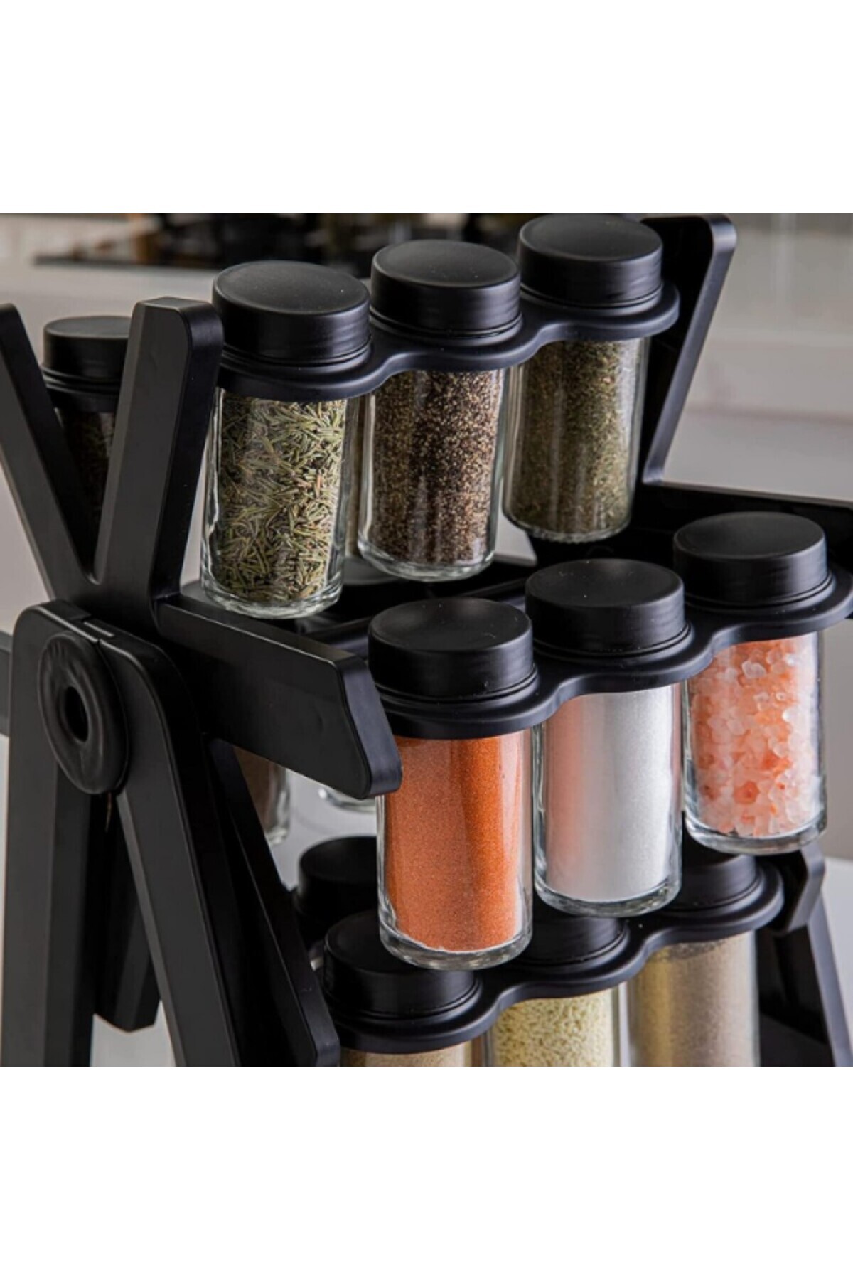 stfast st-Set of 18 Spice Storage Bottles, Countertop Spice Rack Set with Rotating Stand, Special Design 3