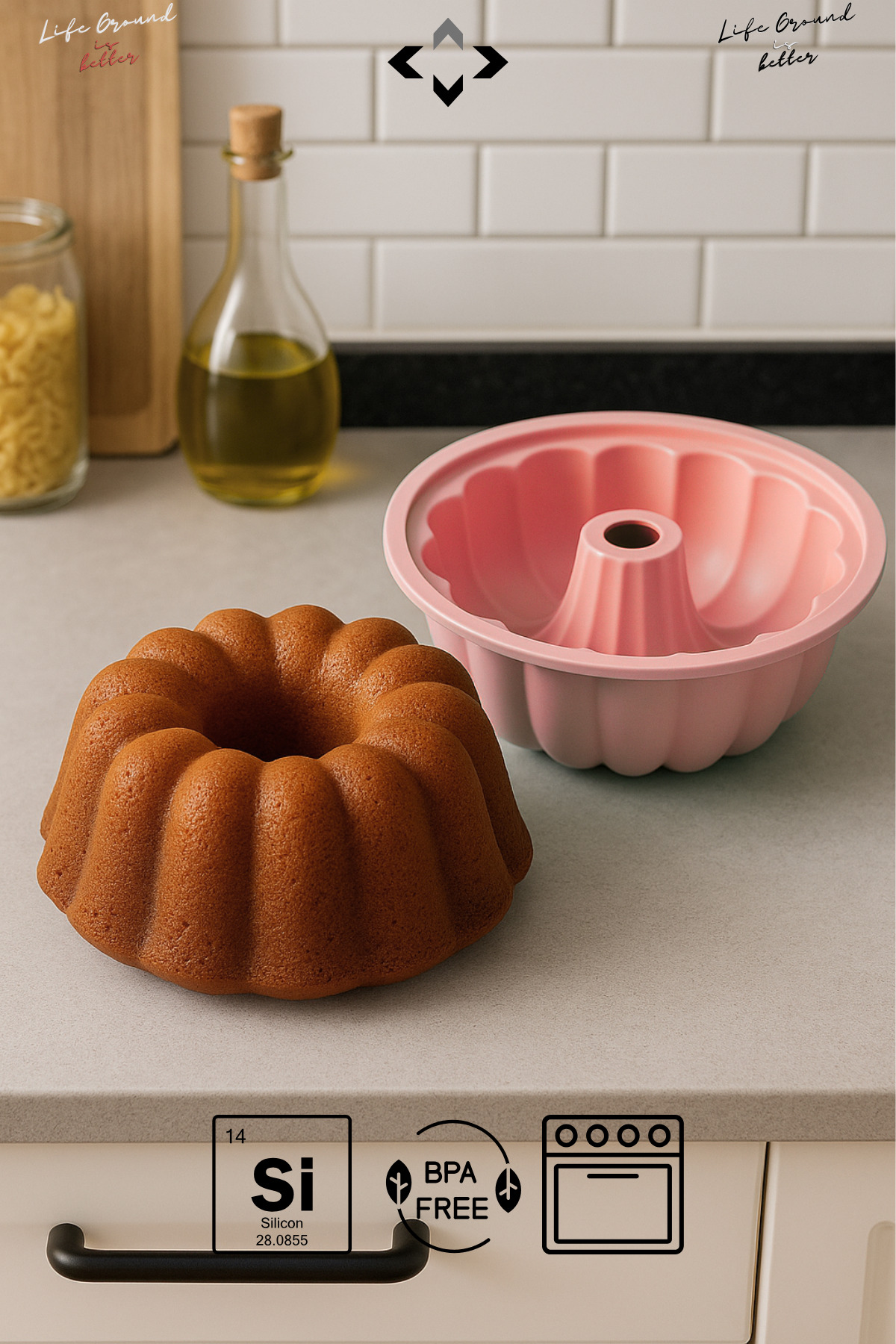 Bundt Silicone Fireproof Nonstick Oven & Cake Mold Flexible Easy Removable Cake Mold BPA FREE