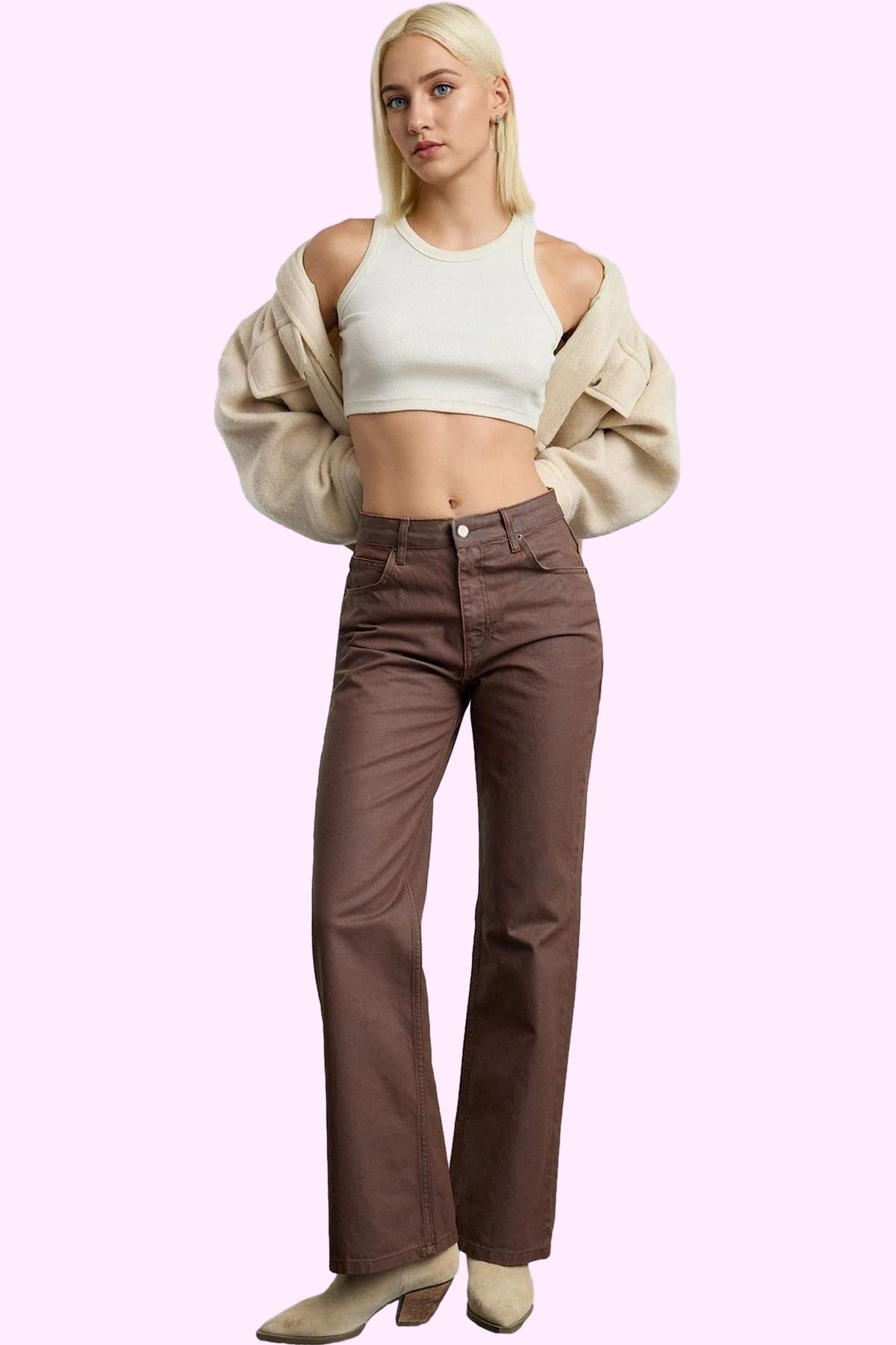 PayBuy-Women's High Waist Wide Leg Long Pants Cotton Winter Seasons Daily Use Modern Design 1