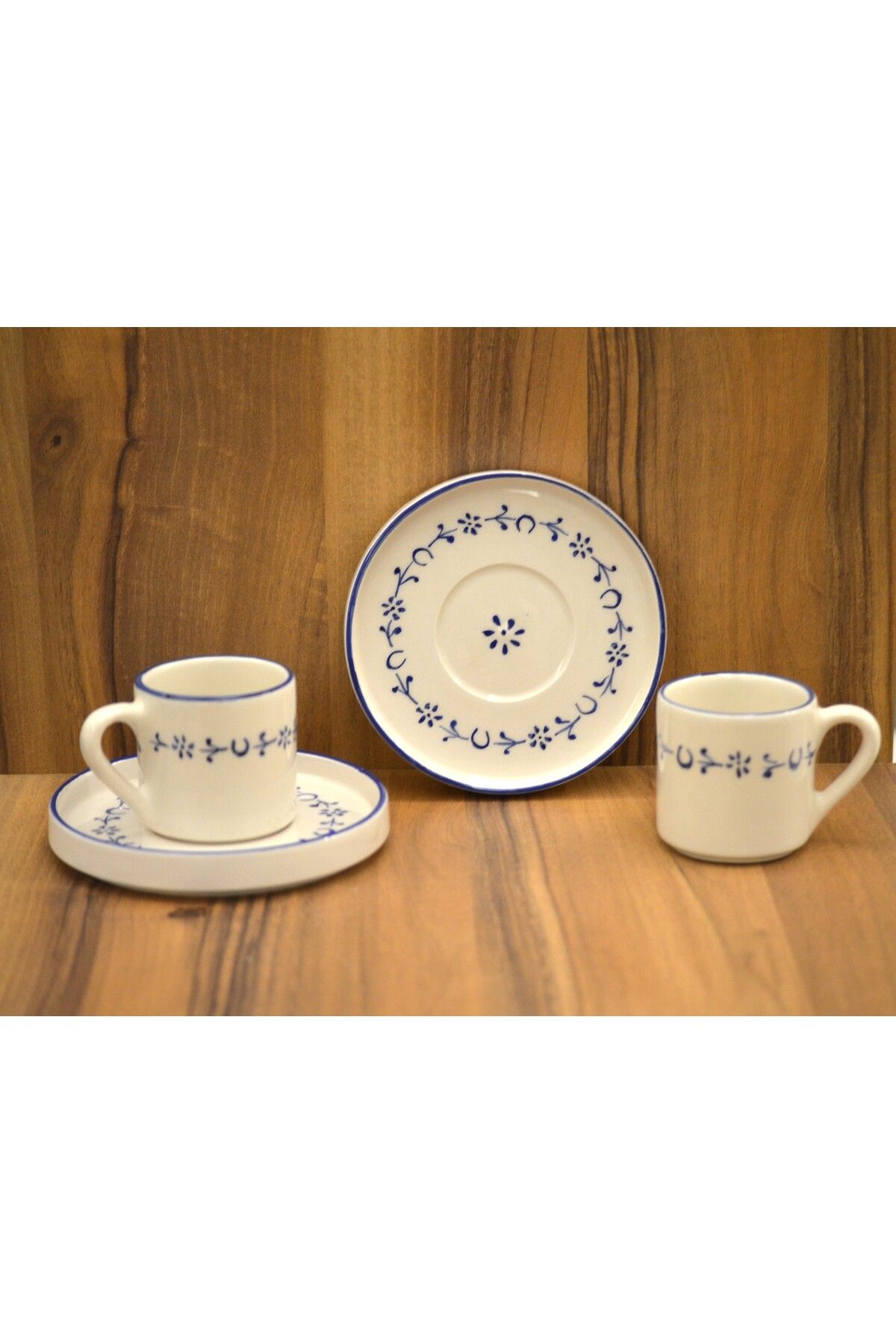 arı çini seramik-Set of 2 Cups, Handmade Cup Set with Golden Horn Pattern 2