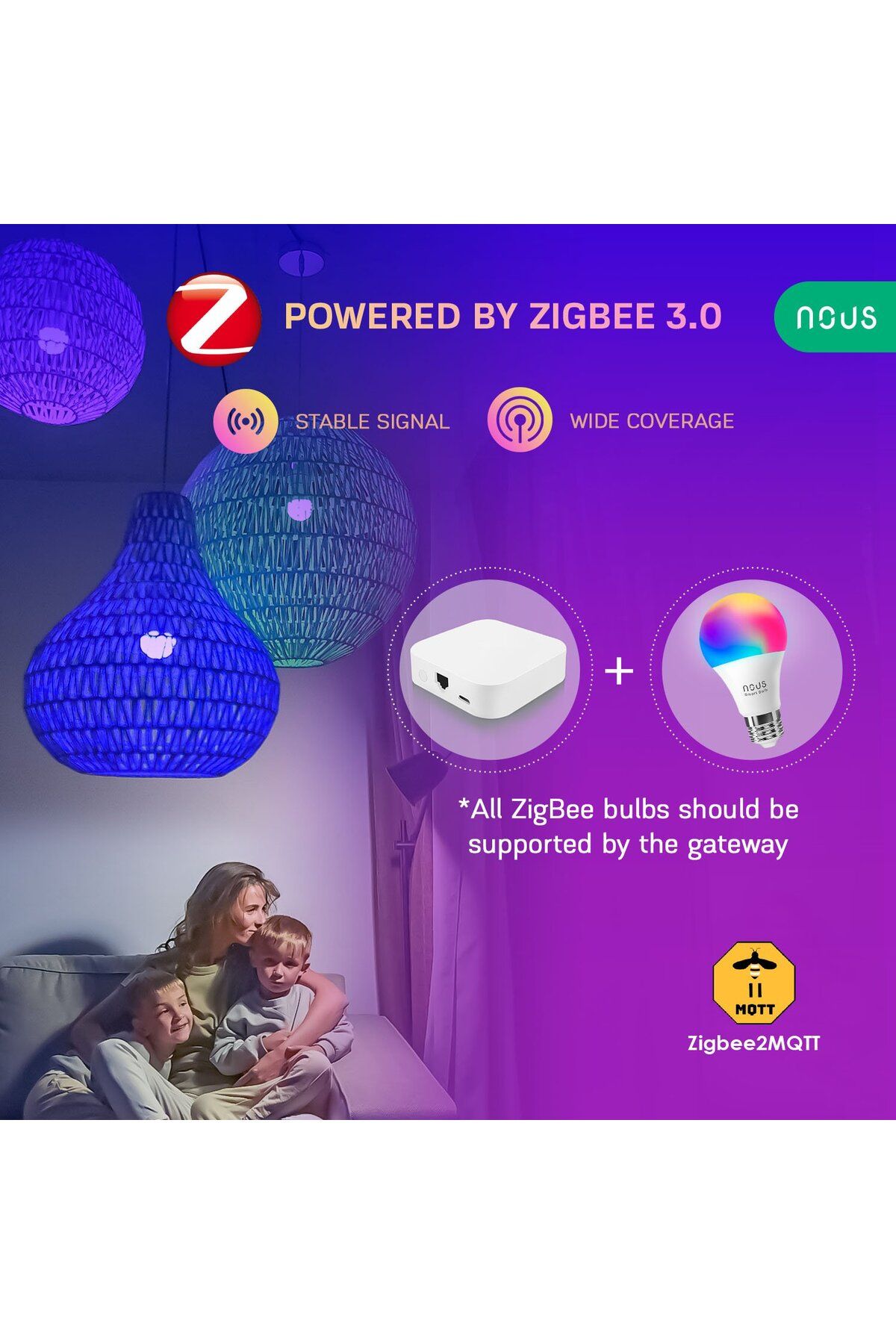 Nous-Set 4 becuri LED RGB Smart P3Z ZigBee, E27, Control din aplicatie 4