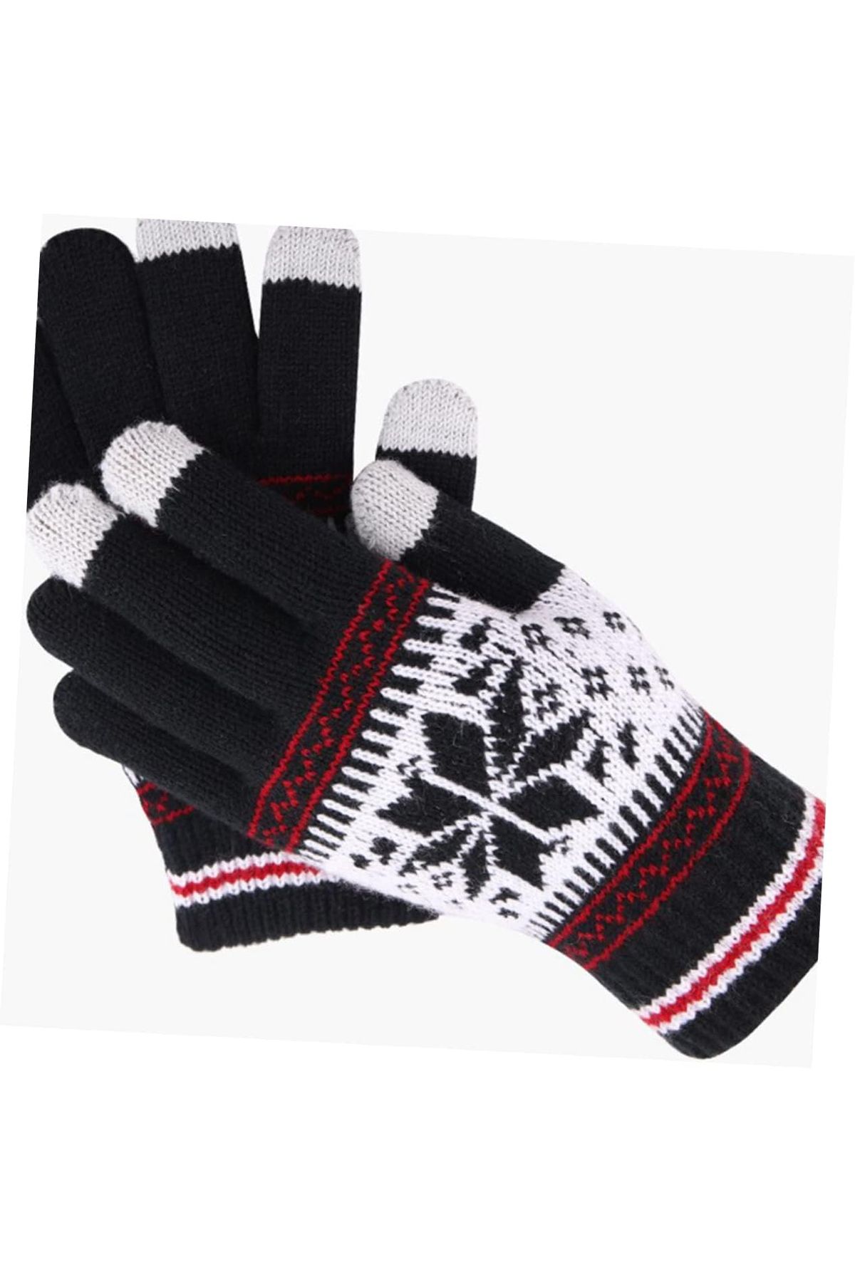 TECOS-Winter touchscreen gloves for adults, Tecos®, universal size, black with Nordic pattern 3
