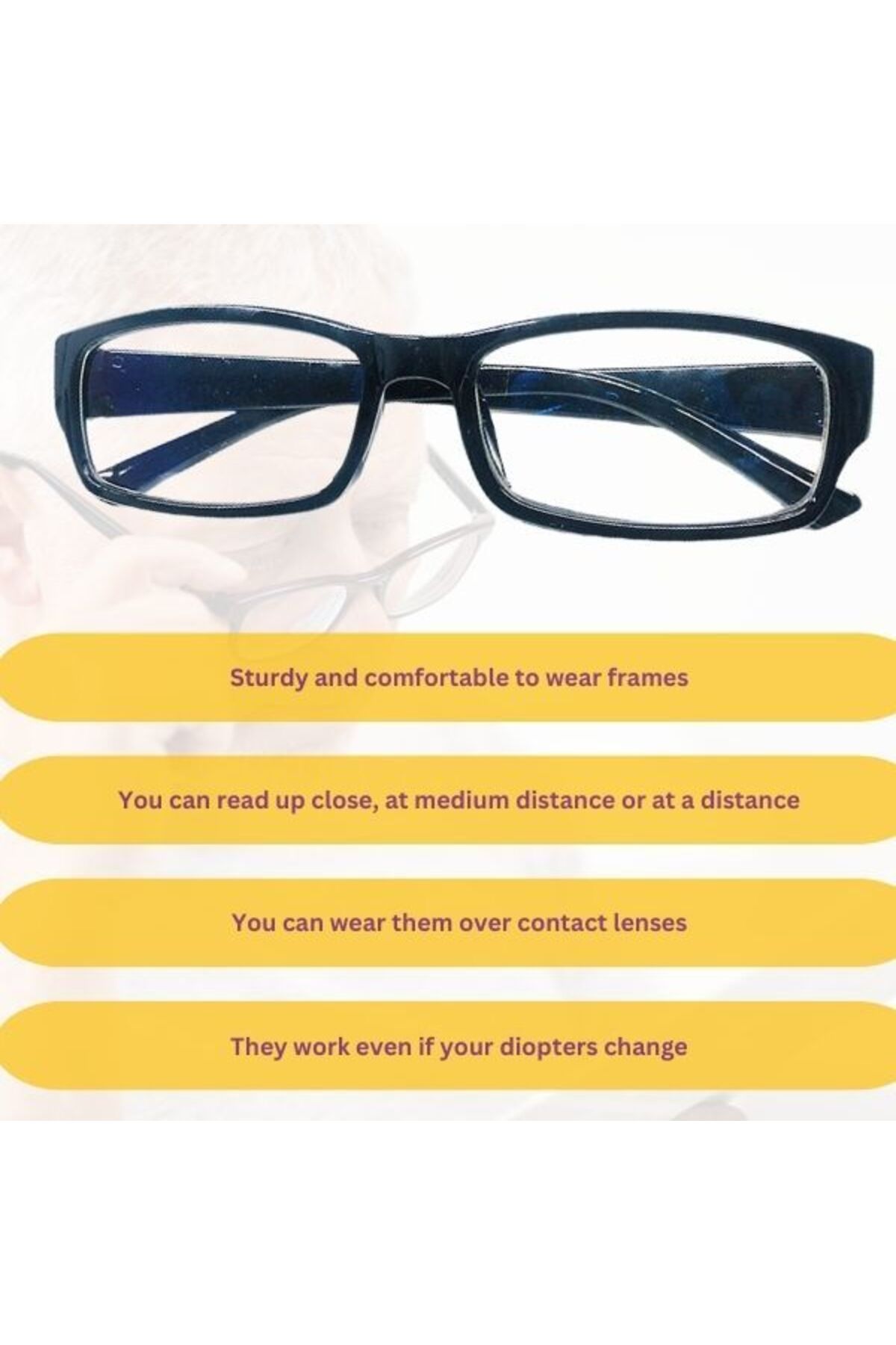 Mercaton-One4ALL reading glasses with self-adjustable diopters +0.5 to +2.50, black, with 4 microfiber cloths 2