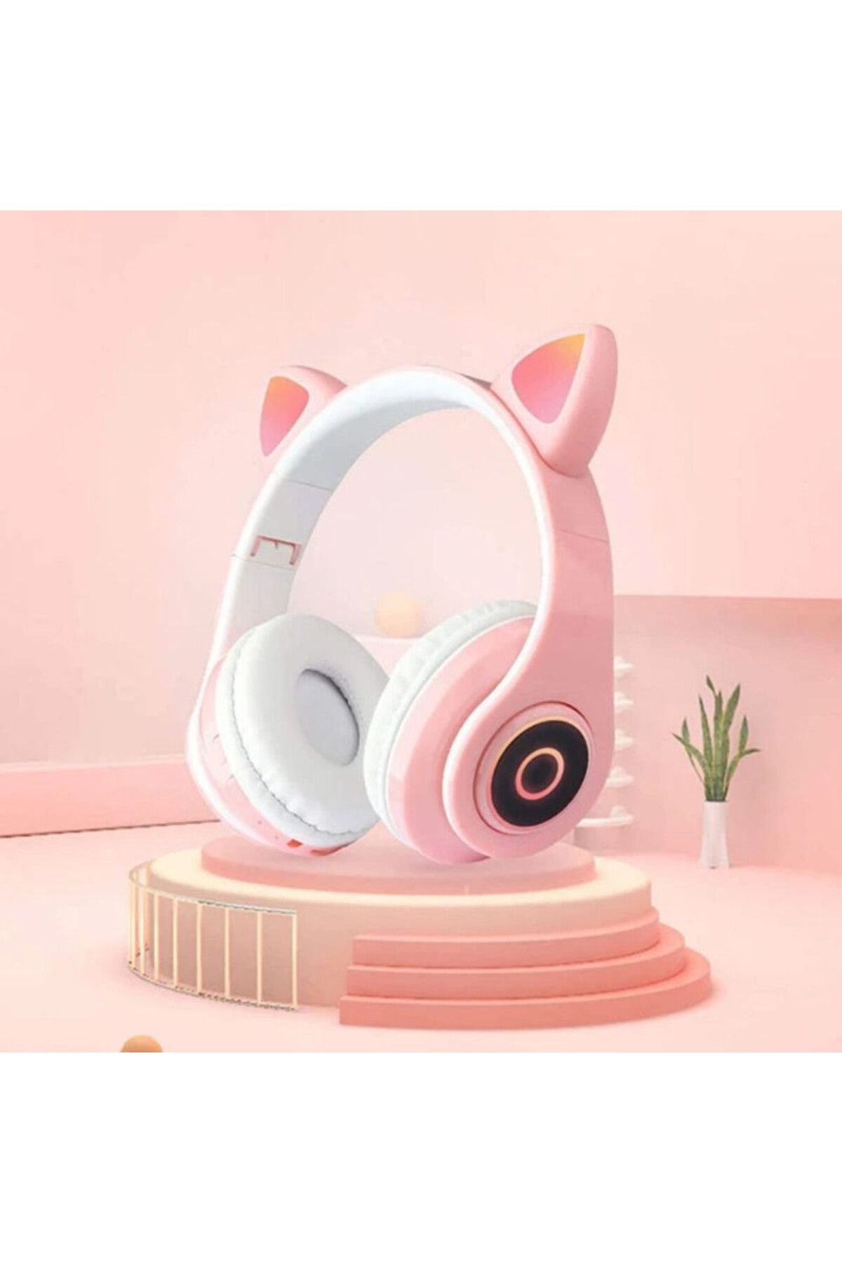 Mercaton-Wireless headphones with microphone, Bluetooth 5.0, card slot, RGB LED, cat ear design 1